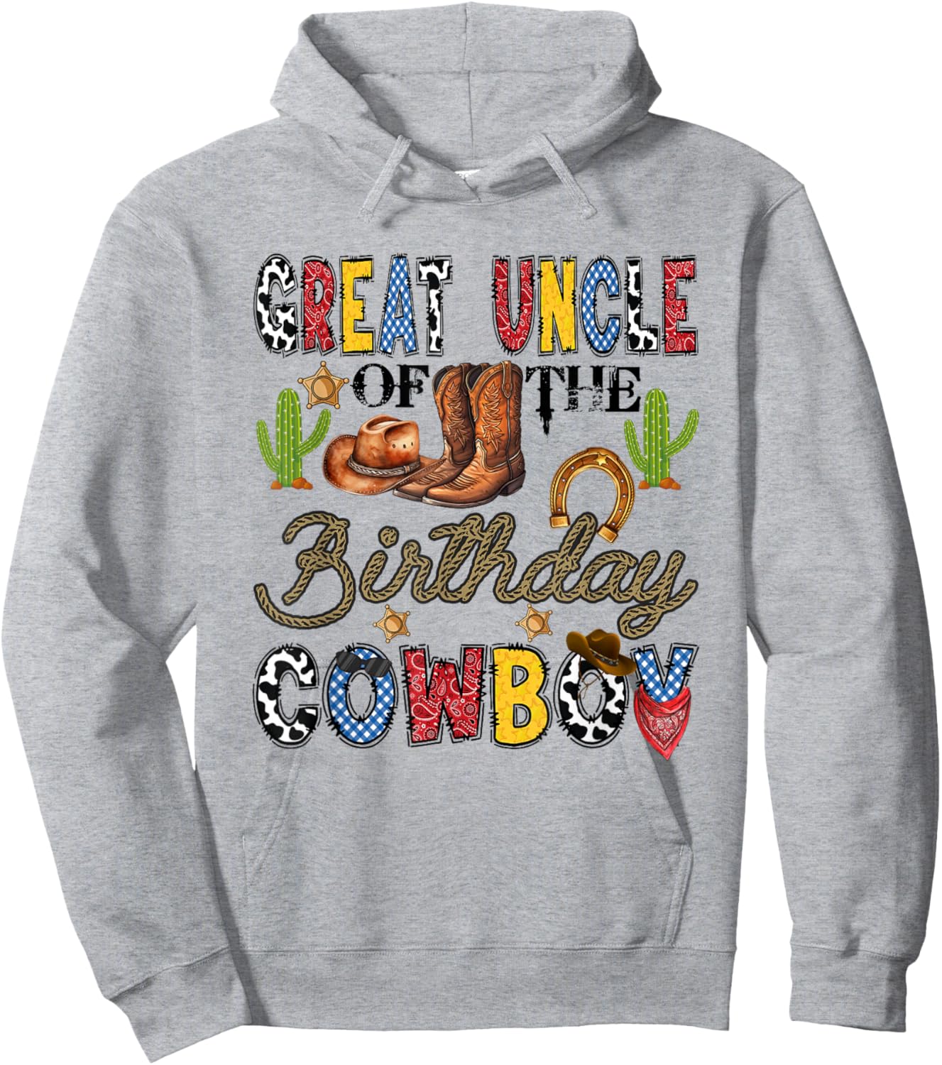 Great Uncle of The Birthday Cowboy Western Birthday Boy Hoodie - Hoodie | Ash