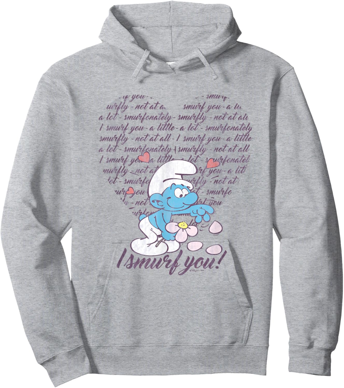 The Smurfs Valentine's Day I Smurf You! Vintage Heart Logo Hoodie - Hoodie | Ash