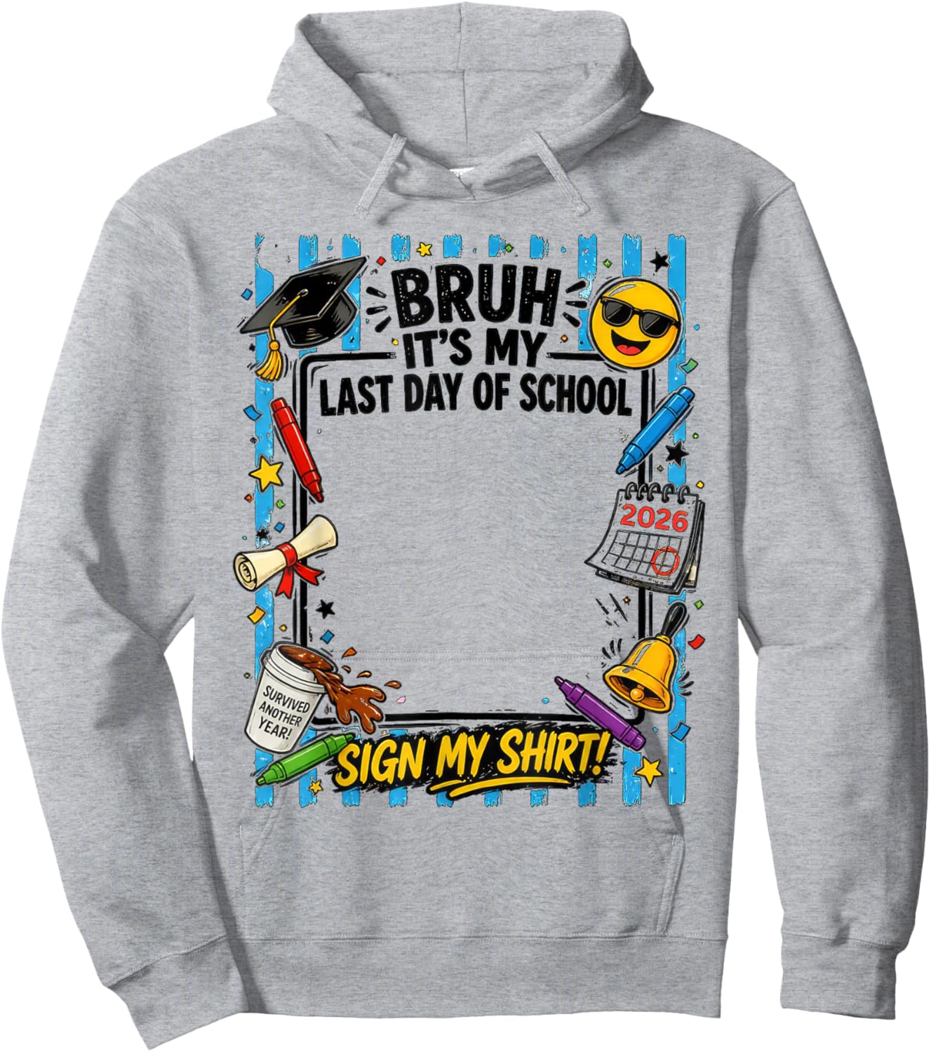 Bruh Its My Last Day of School Funny Last Day Retro Kids Boy Hoodie - Hoodie | Ash