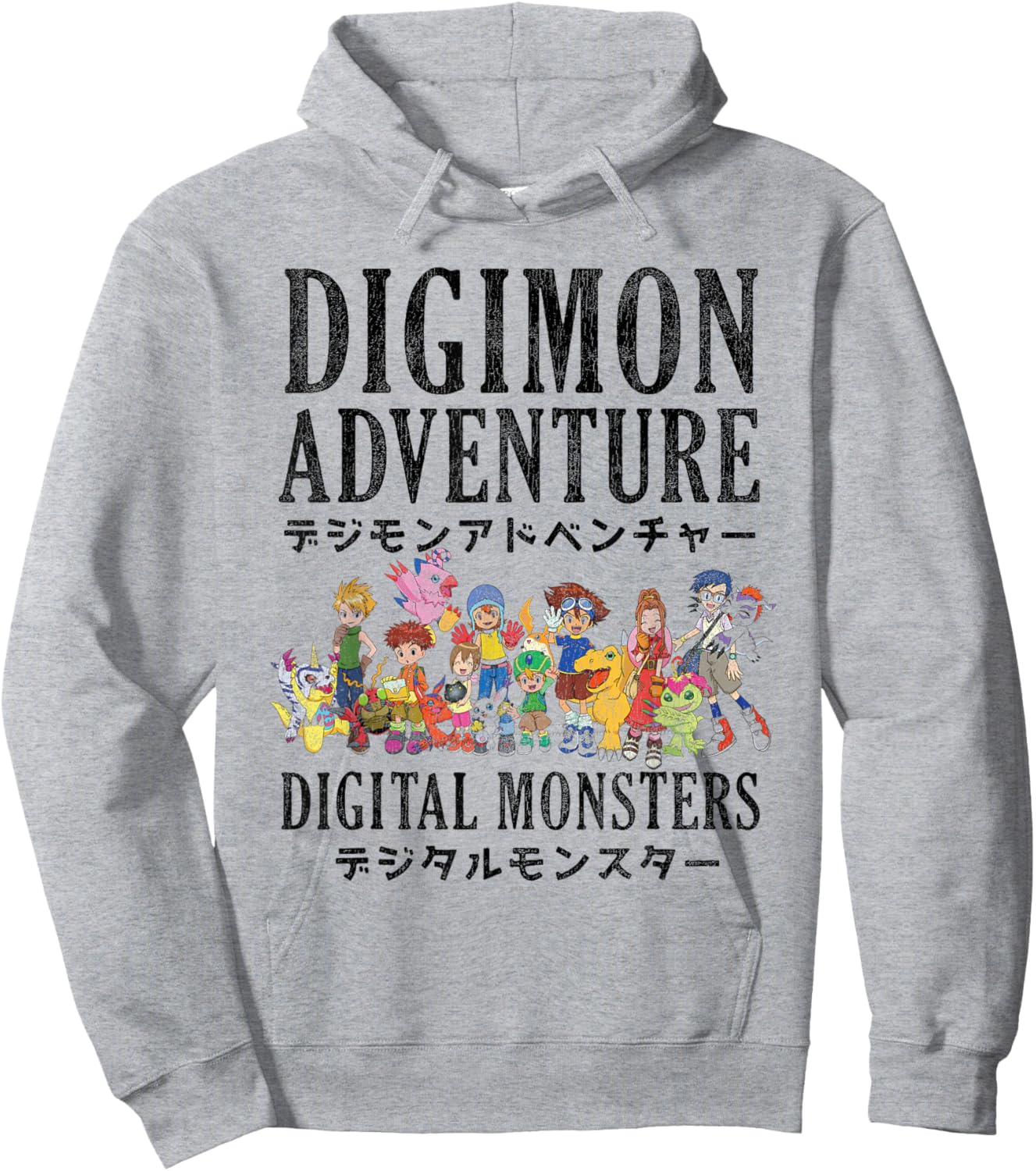 Digimon Adventure Vintage Kanji Characters Digital Monsters Hoodie - Hoodie | Ash