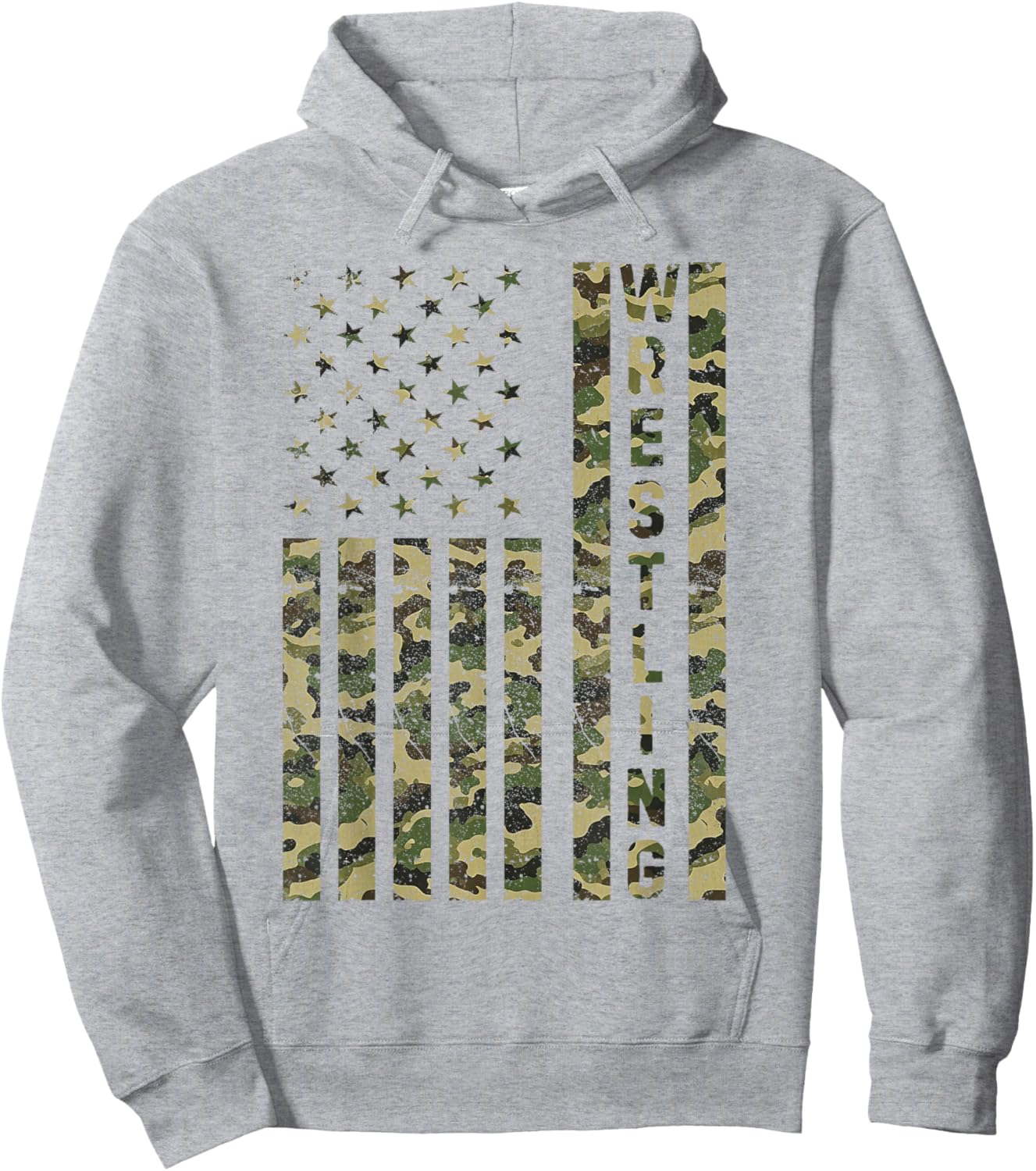 Wrestling USA Flag Camo Patriotic Wrestler Funny Boys Girls Hoodie - Hoodie | Ash