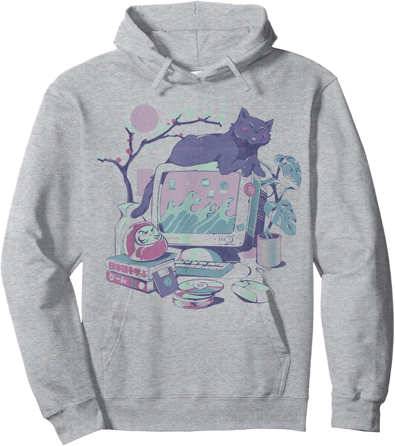 Vaporwave Desktop Collection Vintage Japanese Aesthetics Hoodie - Hoodie | Ash