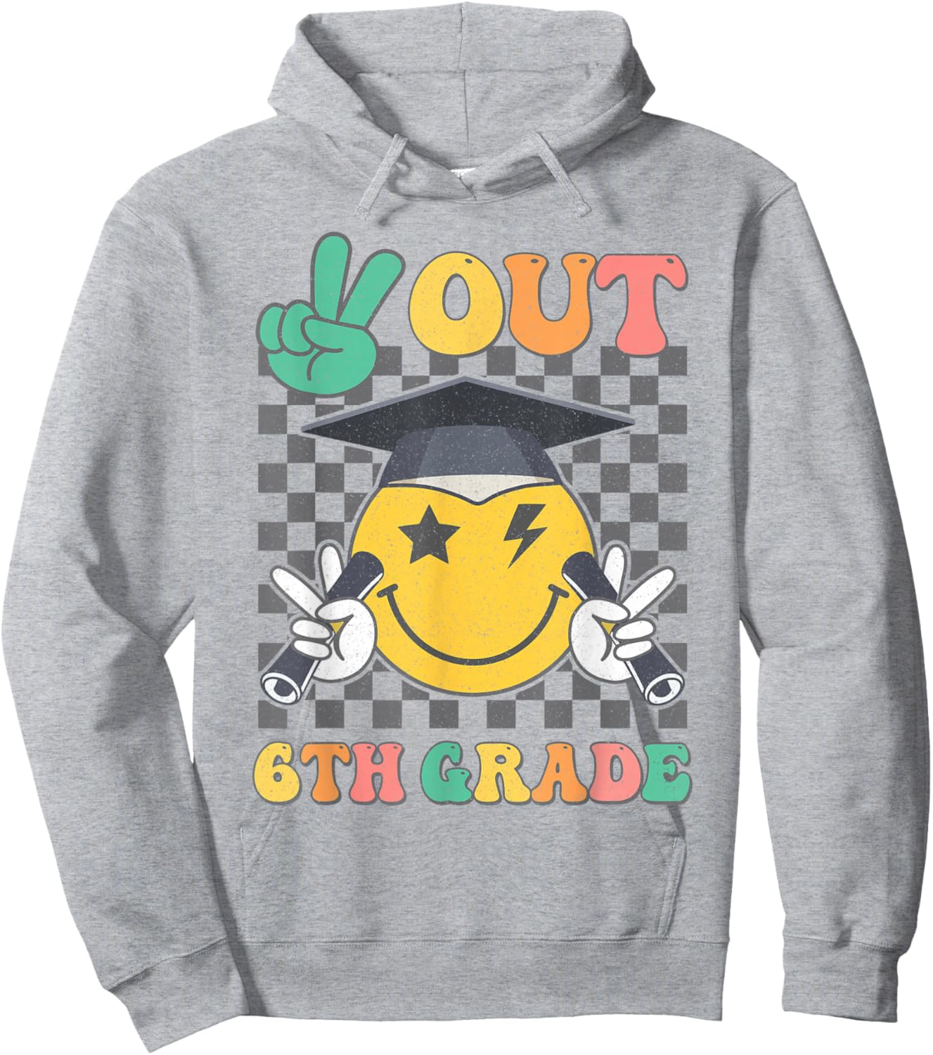 Groovy Peace Out 6th Grade Last Day of School Sixth Grade Hoodie - Hoodie | Ash