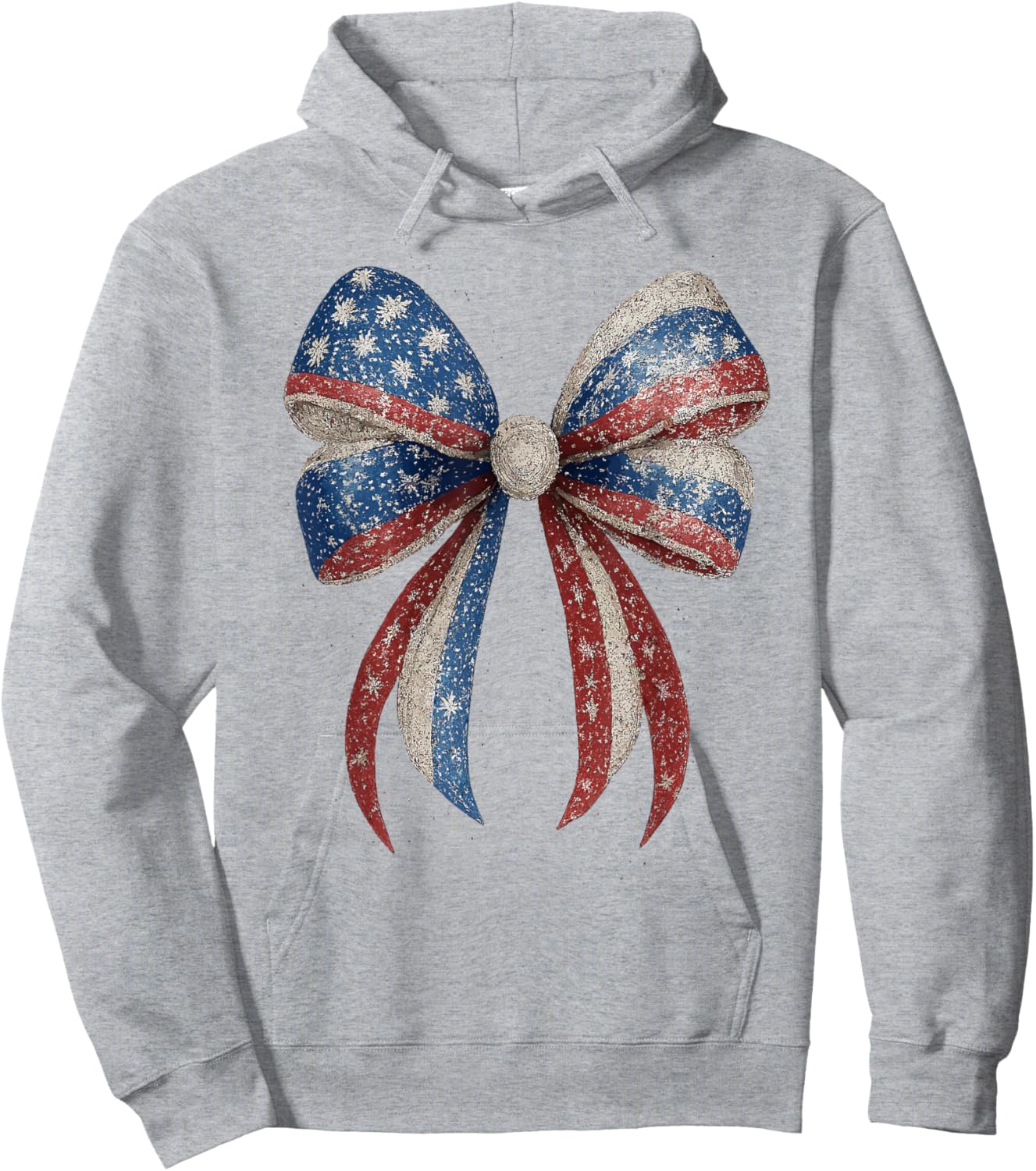 4th of July Coquette American Flag Bow Girls Patriotic Women Hoodie - Hoodie | Ash