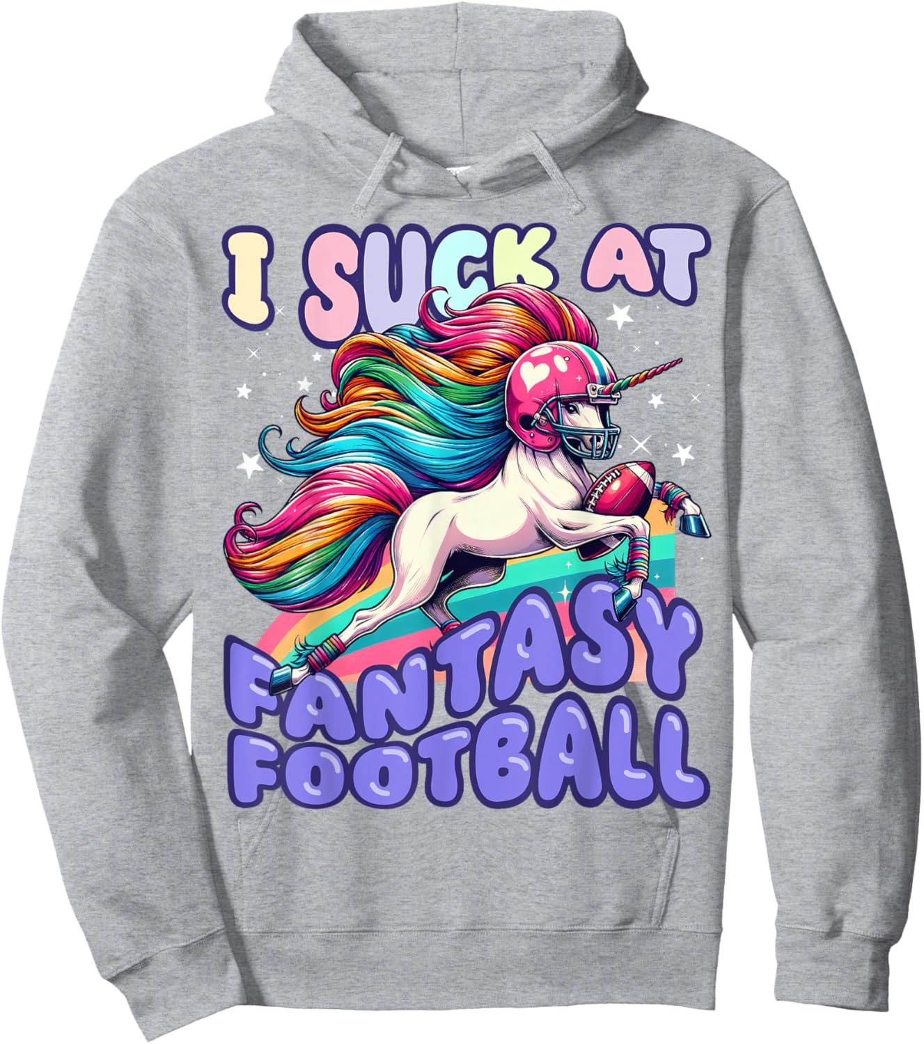 I Suck at Fantasy Football Unicorn Rainbow Loser Men Hoodie - Hoodie | Ash