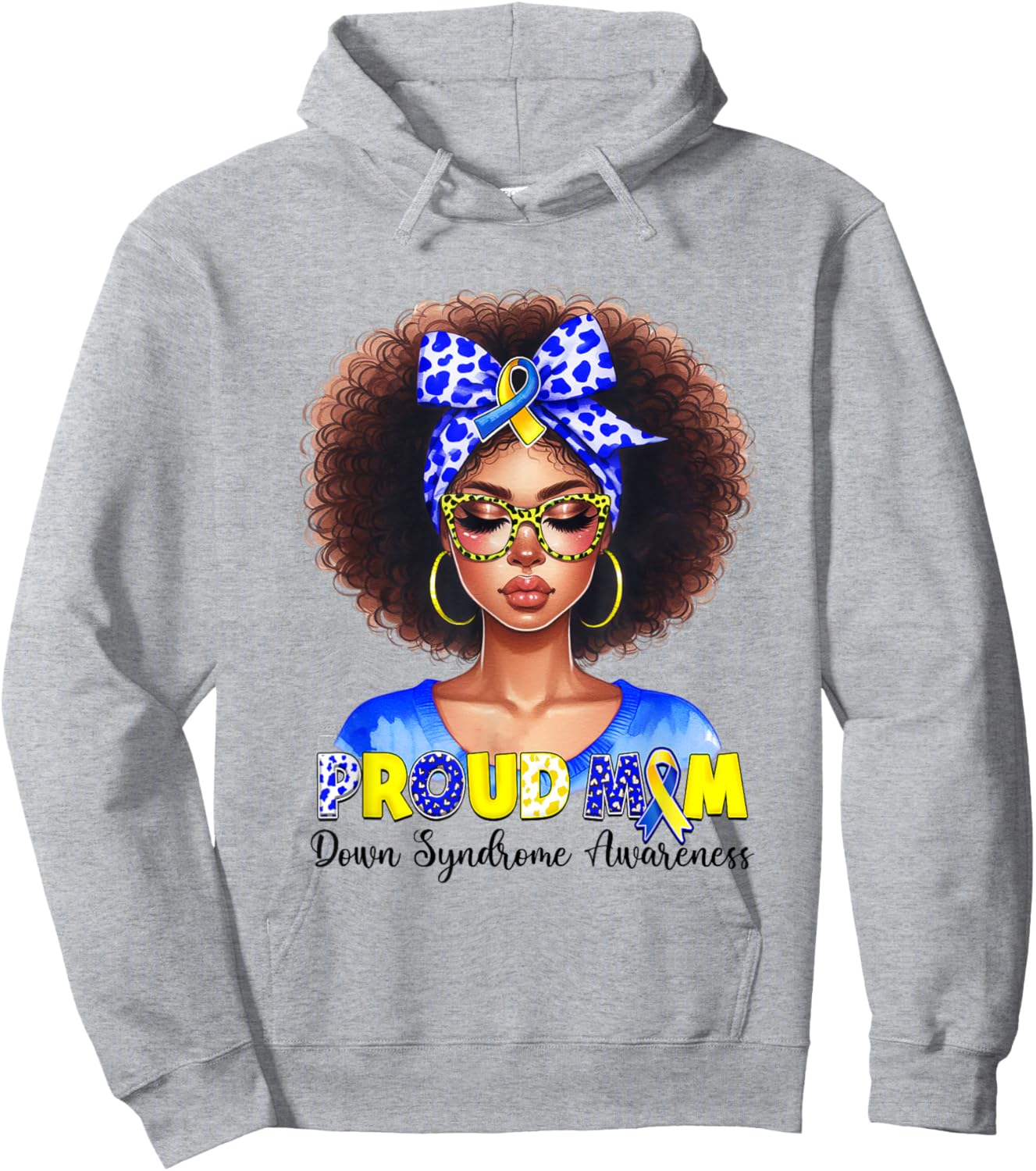 Proud Mom Down Syndrome Awareness African mom Down Syndrome Hoodie - Hoodie | Ash