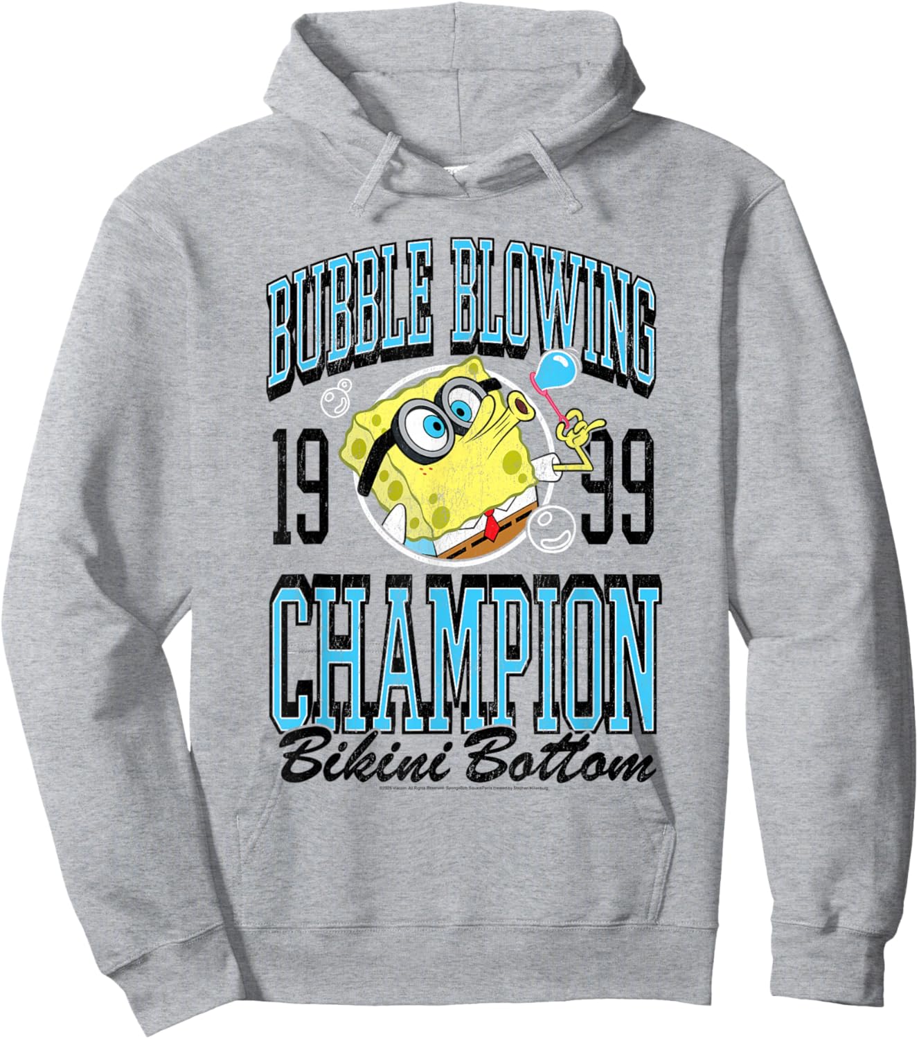 Spongebob Varsity Bubble Blowing Champ 1999 Funny Cartoon Hoodie - Hoodie | Ash