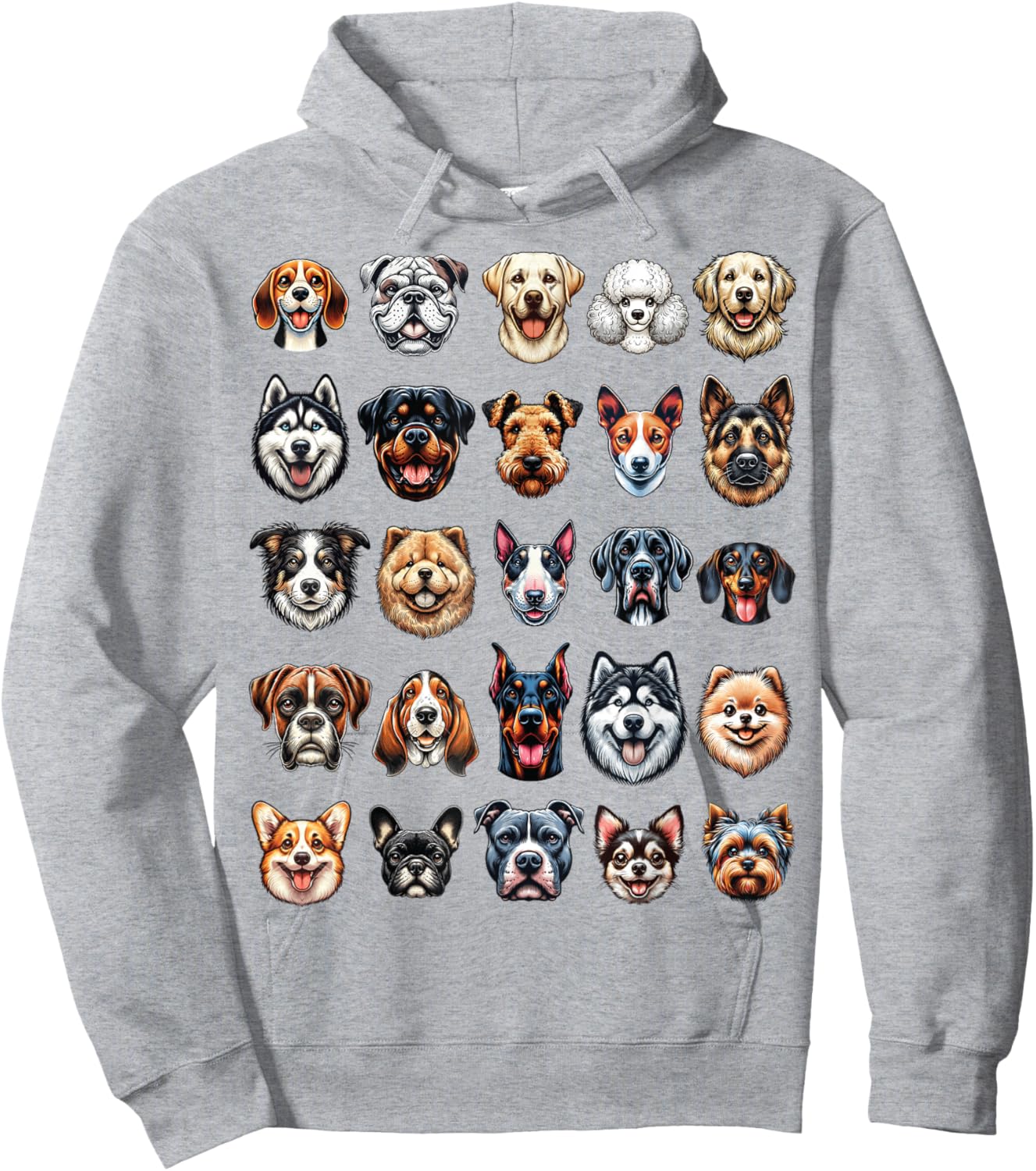 Types Of Dogs Breeds Chart Educational Canine Enthusiast Hoodie - Hoodie | Ash