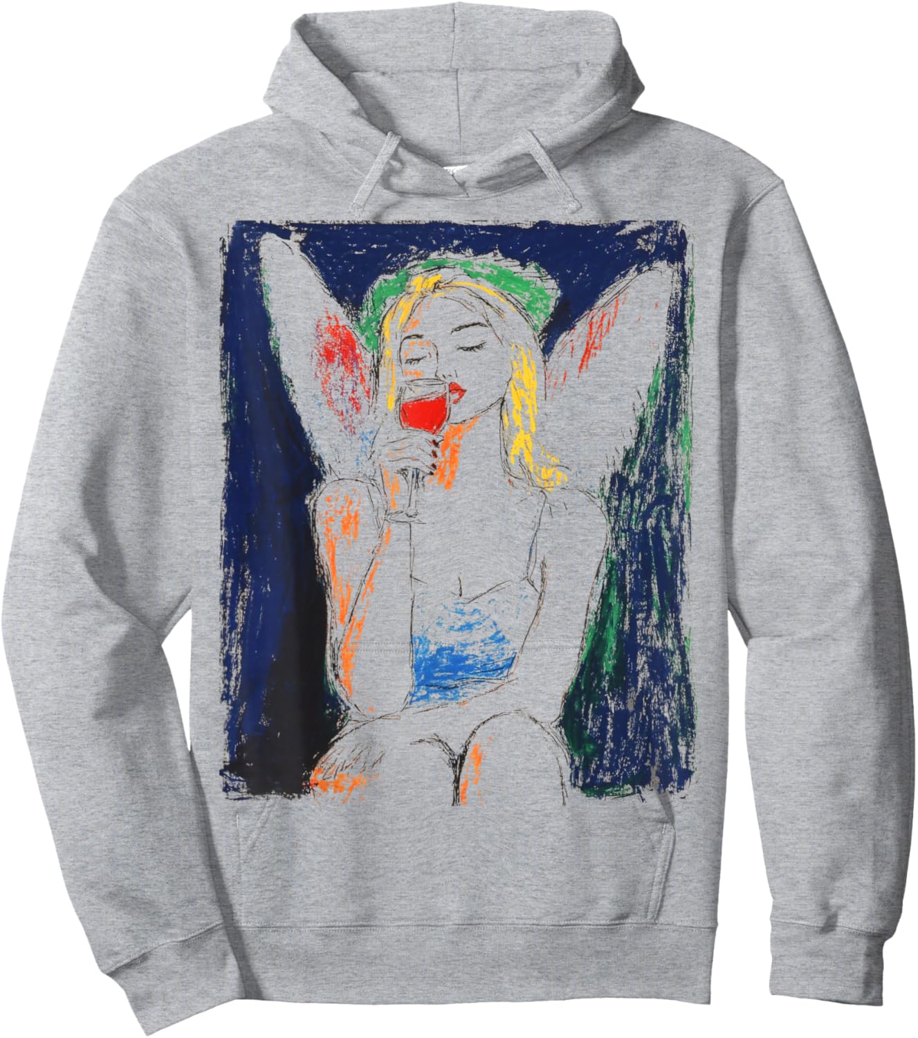 Design With An Angel Drinking Wine Hoodie - Hoodie | Ash