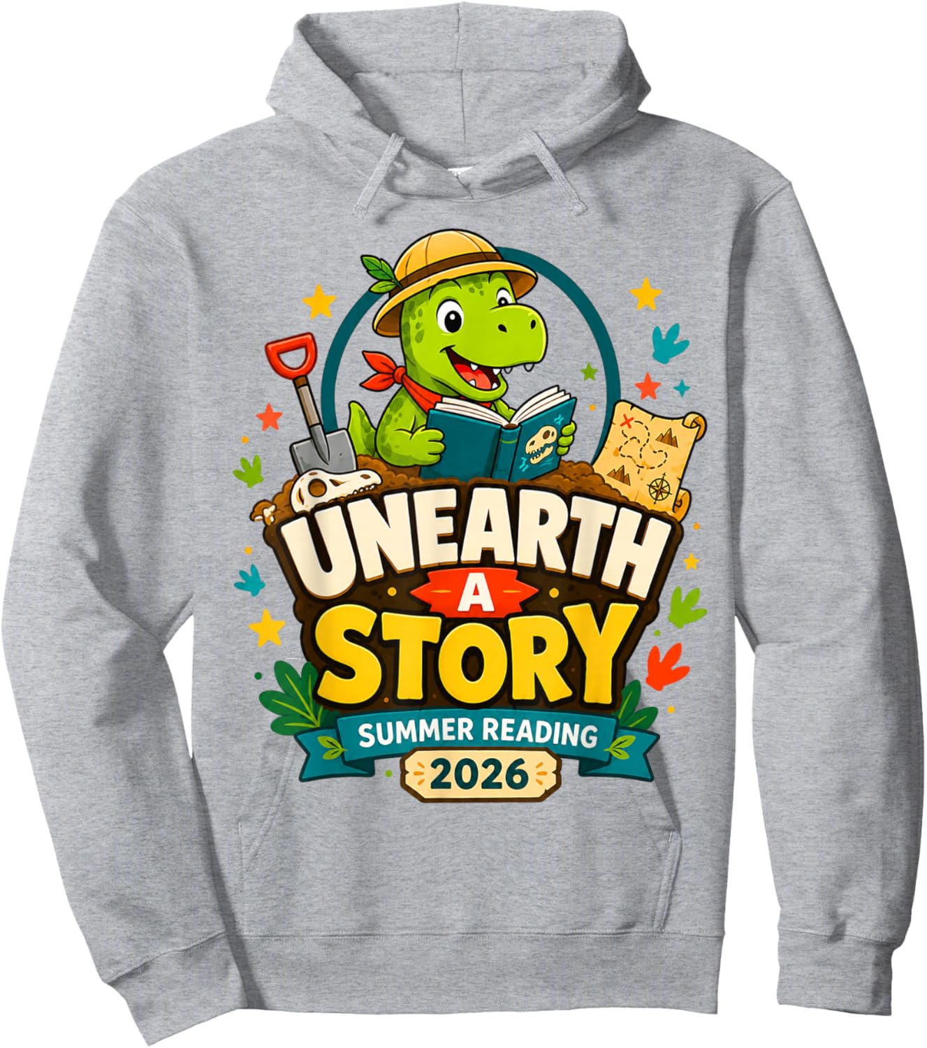 Unearth A Story Summer Reading 2026 Reading Book Hoodie - Hoodie | Ash