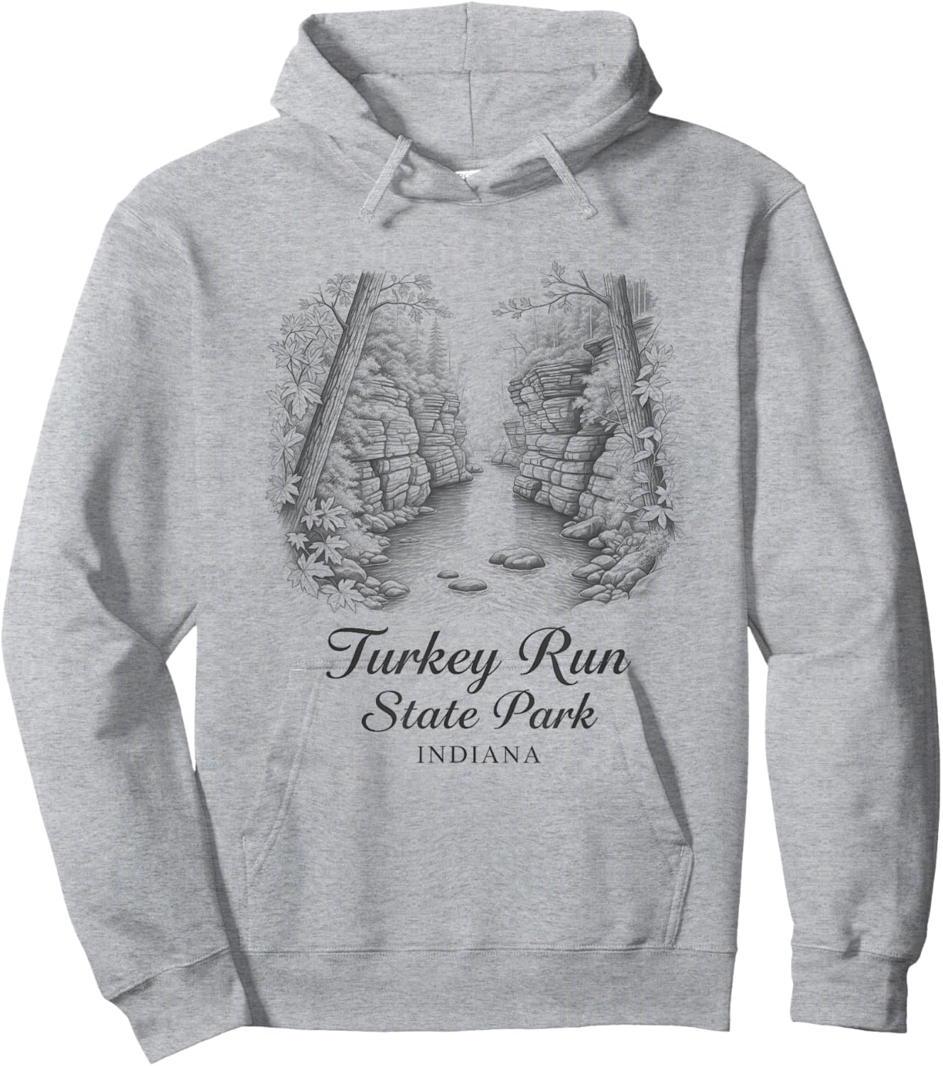 Turkey Run State Park Indiana Sketch Art Design Hoodie - Hoodie | Ash