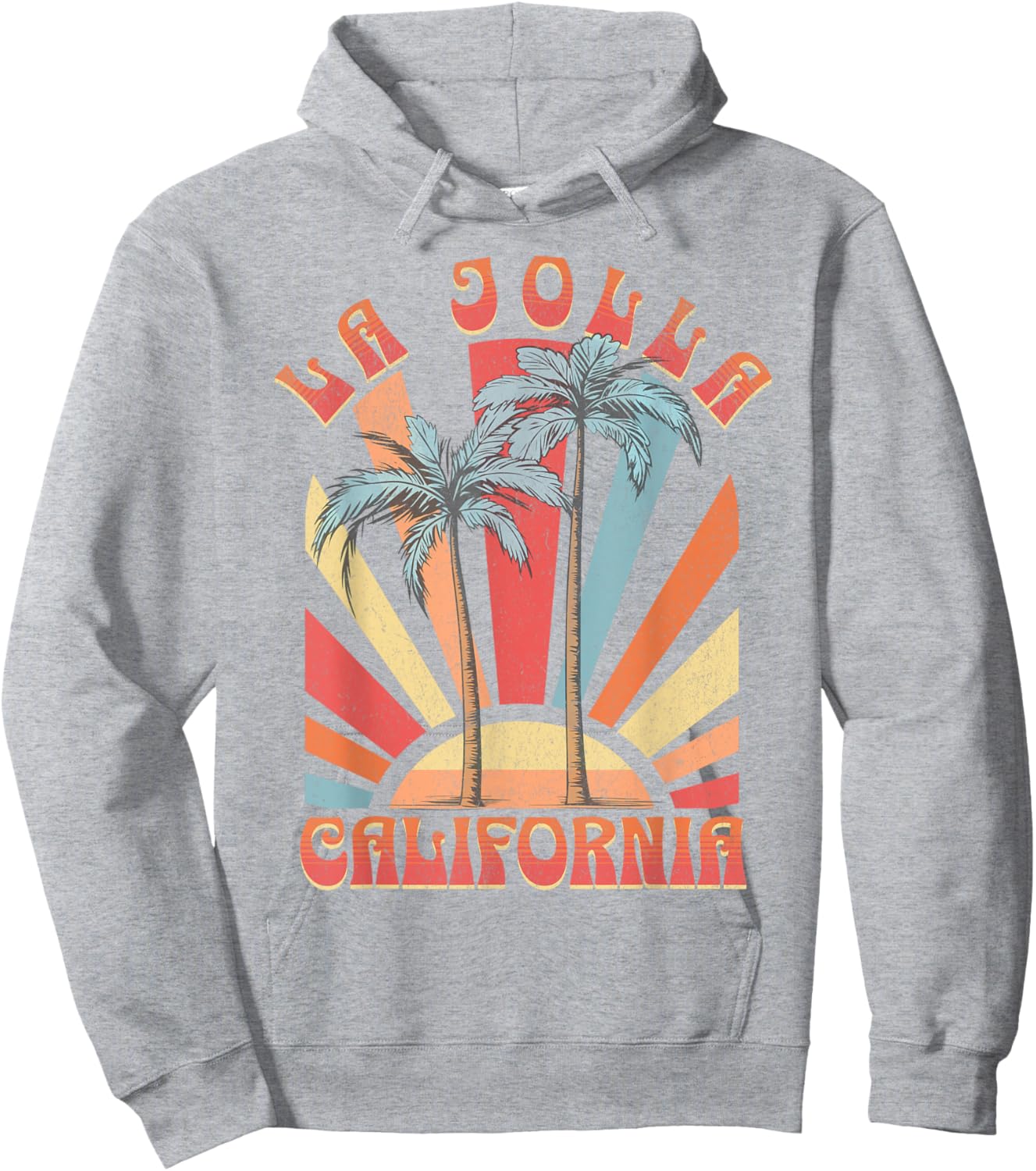 La Jolla Beach California Surfing Surf Ocean Retro - -Adults, Kids - Blue - Small - Short Sleeve Hoodie - Hoodie | Ash
