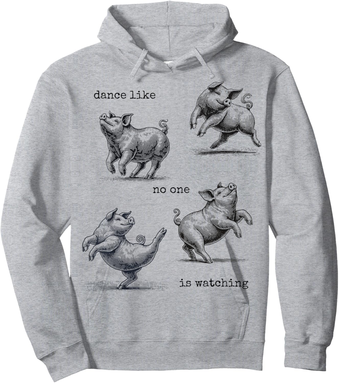 Kids Pig Girls Toddler Women "Dance like no one is watching" Hoodie - Hoodie | Ash