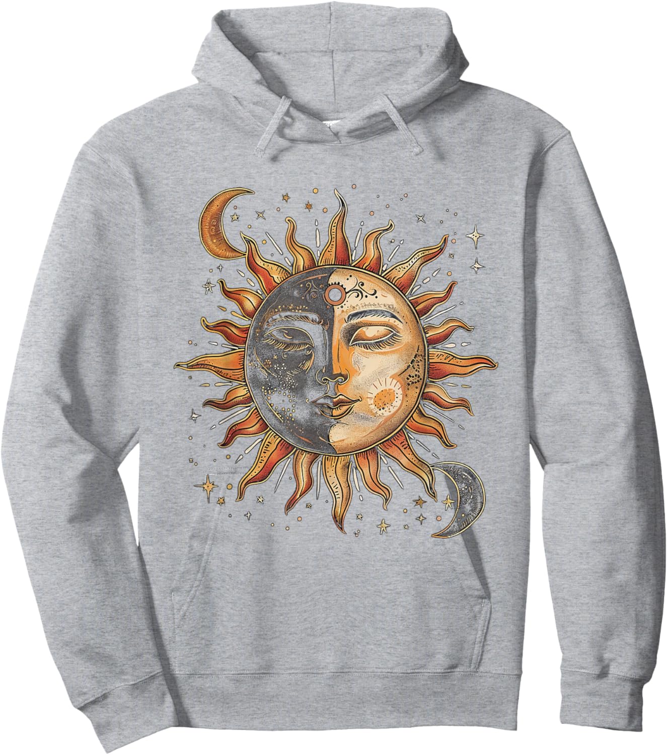 Mystic Sun and Moon Woman Mystical Flowers Aesthetic Hoodie - Hoodie | Ash