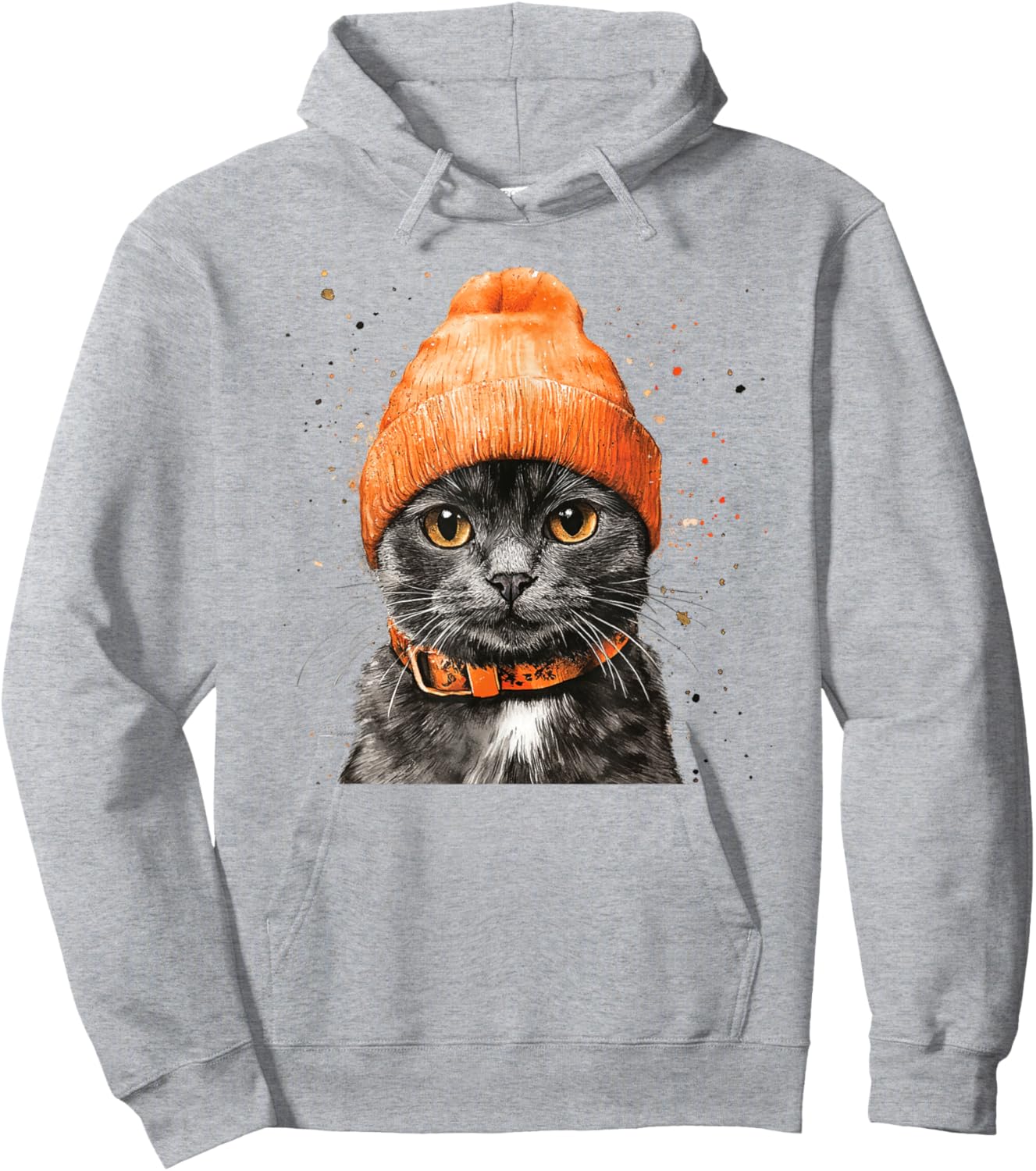 A Cat In An Orange Beanie That Looks Really Cute Men Women Kids Hoodie - Hoodie | Ash