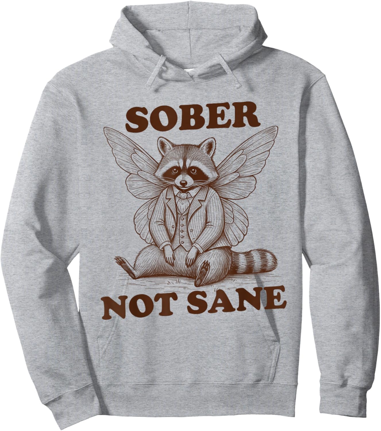 Racoon Sober Life Normalize Sobriety Recovery Sober Not Sane Hoodie - Hoodie | Ash