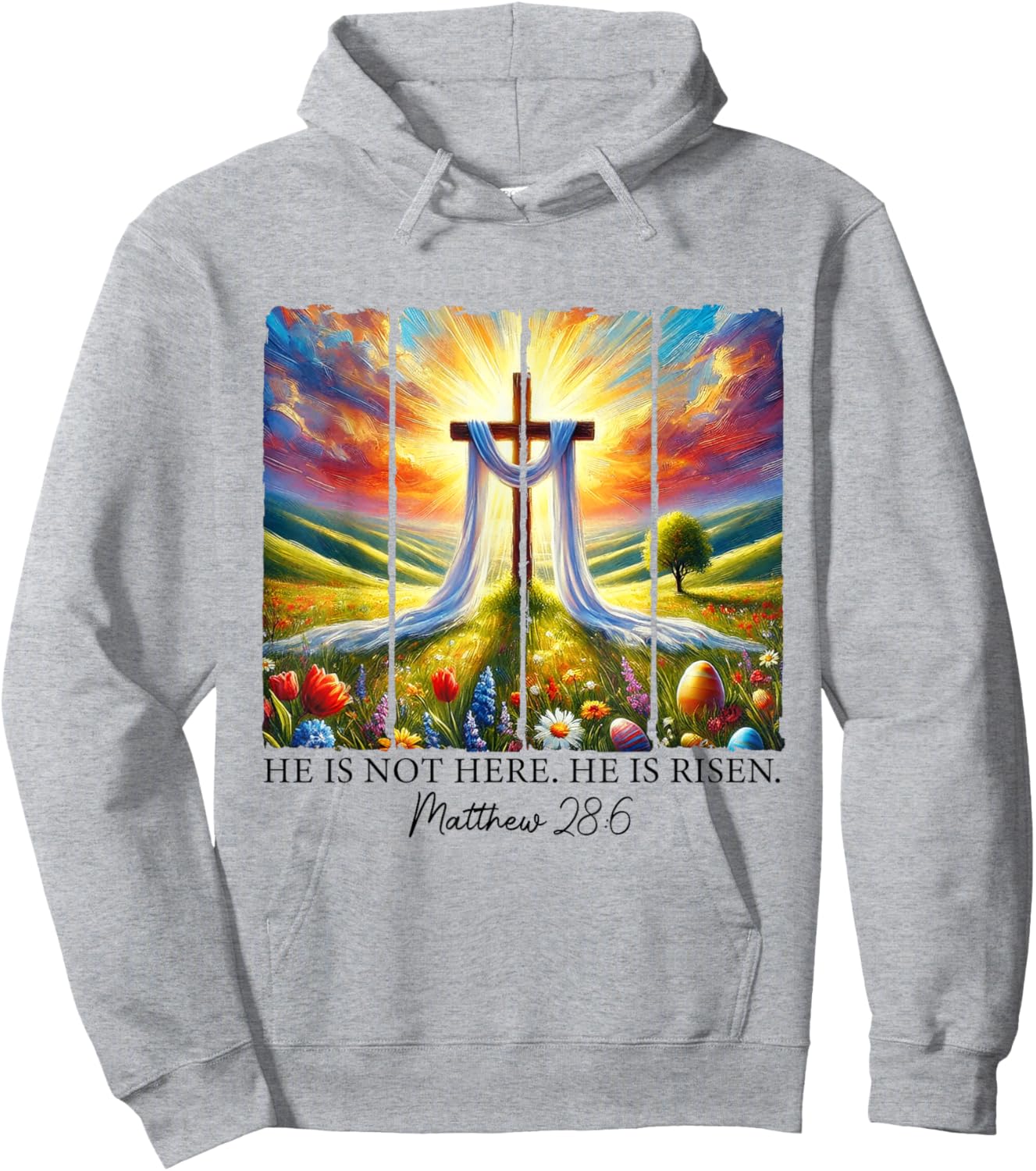 He Is Risen Cross Faith Resurrection Jesus Easter Christian Hoodie - Hoodie | Ash