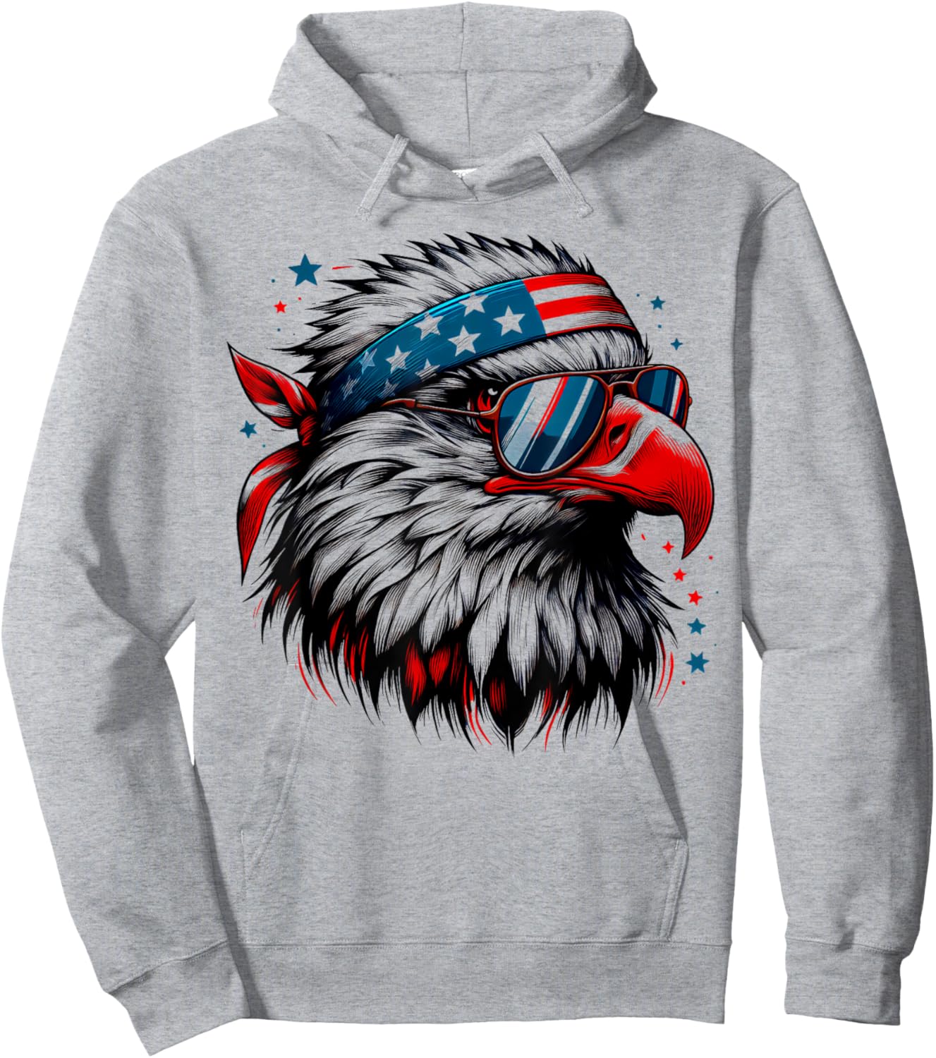 Bald Eagle Patriotic American Sunglasses Flag 4th Of July Hoodie - Hoodie | Ash