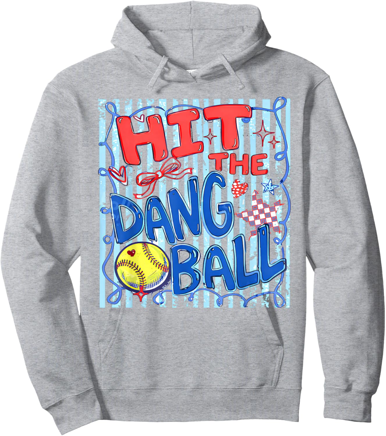 Softball Mom Hit The Dang Ball Cute Whimsical Colorful Hoodie - Hoodie | Ash