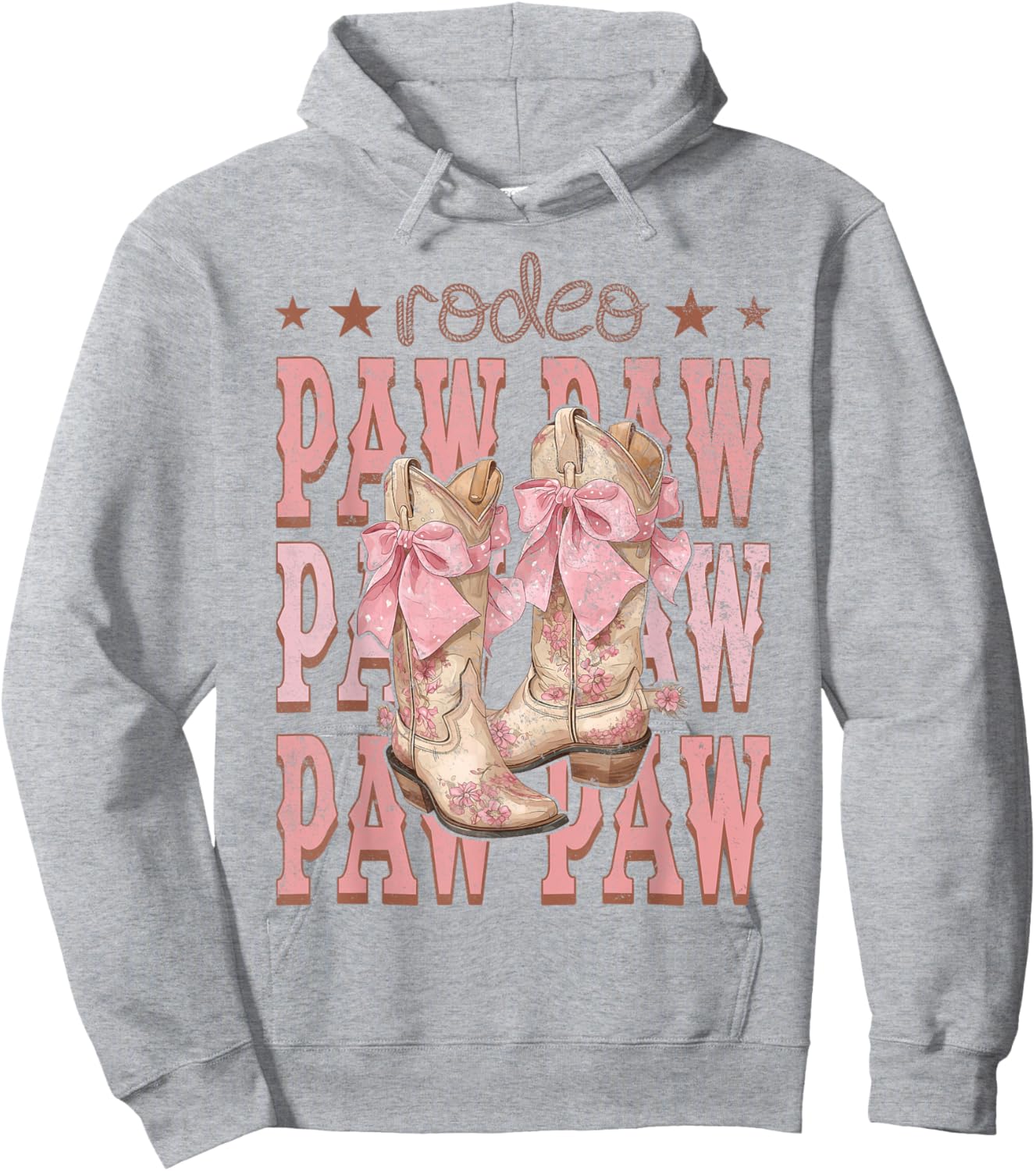 Rodeo Paw Paw Pink Boots Coquette Cow-Girl Birthday Party Hoodie - Hoodie | Ash