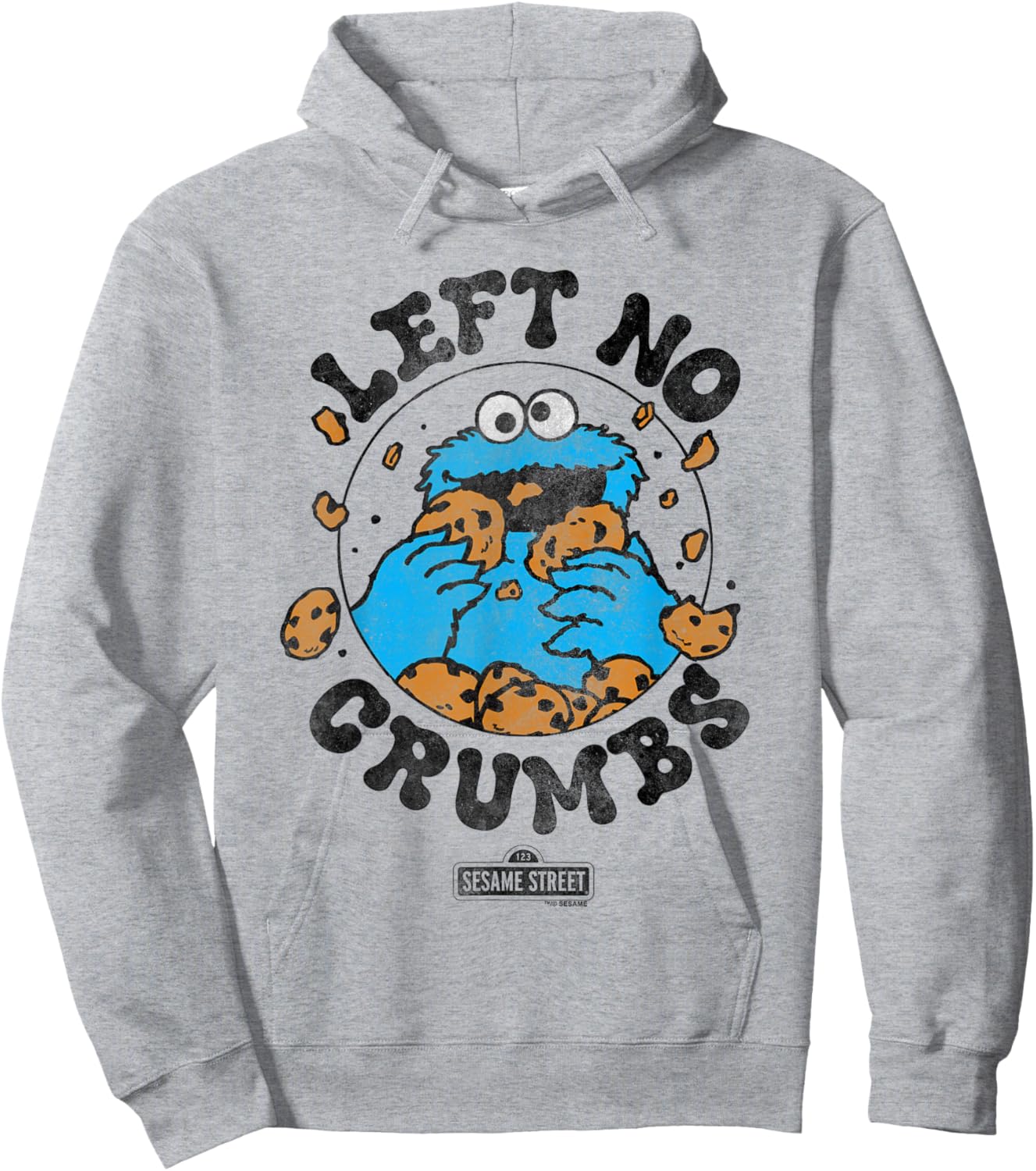 Sesame Street Cookie Monster He Ate Circle Hoodie - Hoodie | Ash