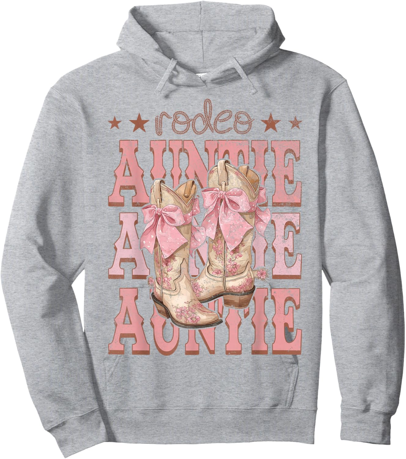 Rodeo Auntie Pink Boots Coquette Cow-Girl Birthday Party Hoodie - Hoodie | Ash