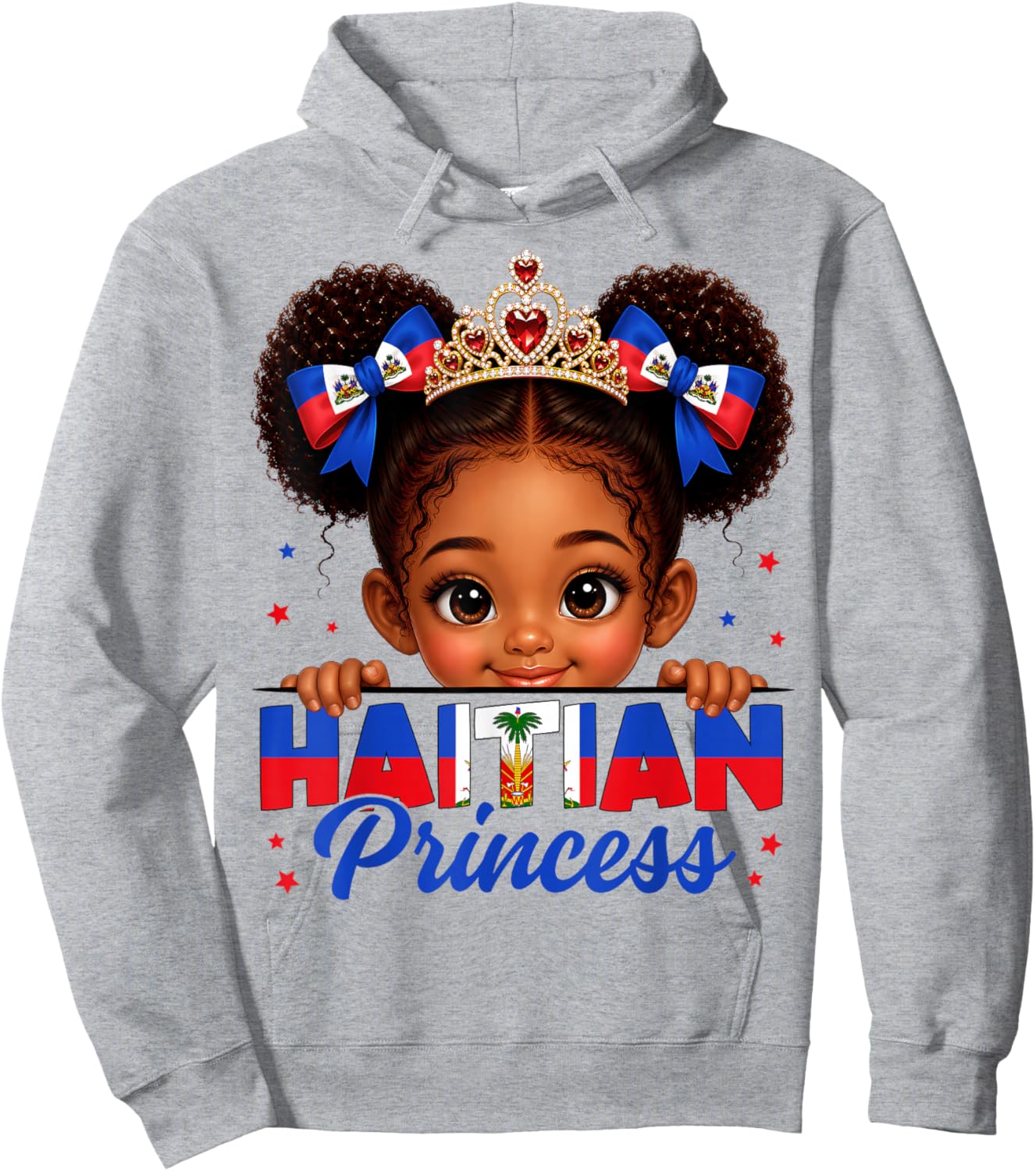 Haitian Princess Haiti Flag Day Melanin Girls Kids Toddlers Hoodie - Hoodie | Ash