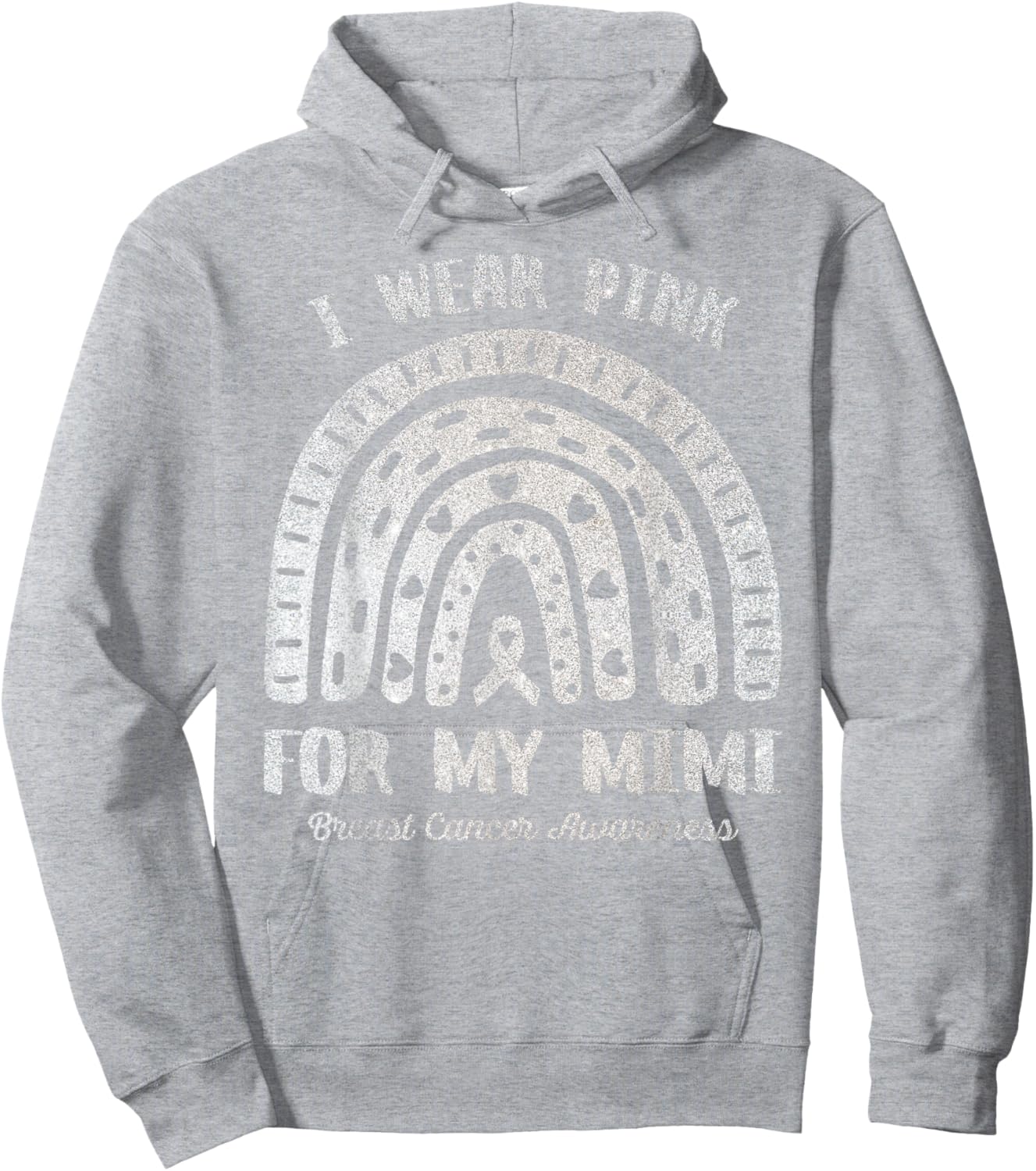 I Wear Pink For My Mimi Rainbow Breast Cancer Awareness Hoodie - Hoodie | Ash