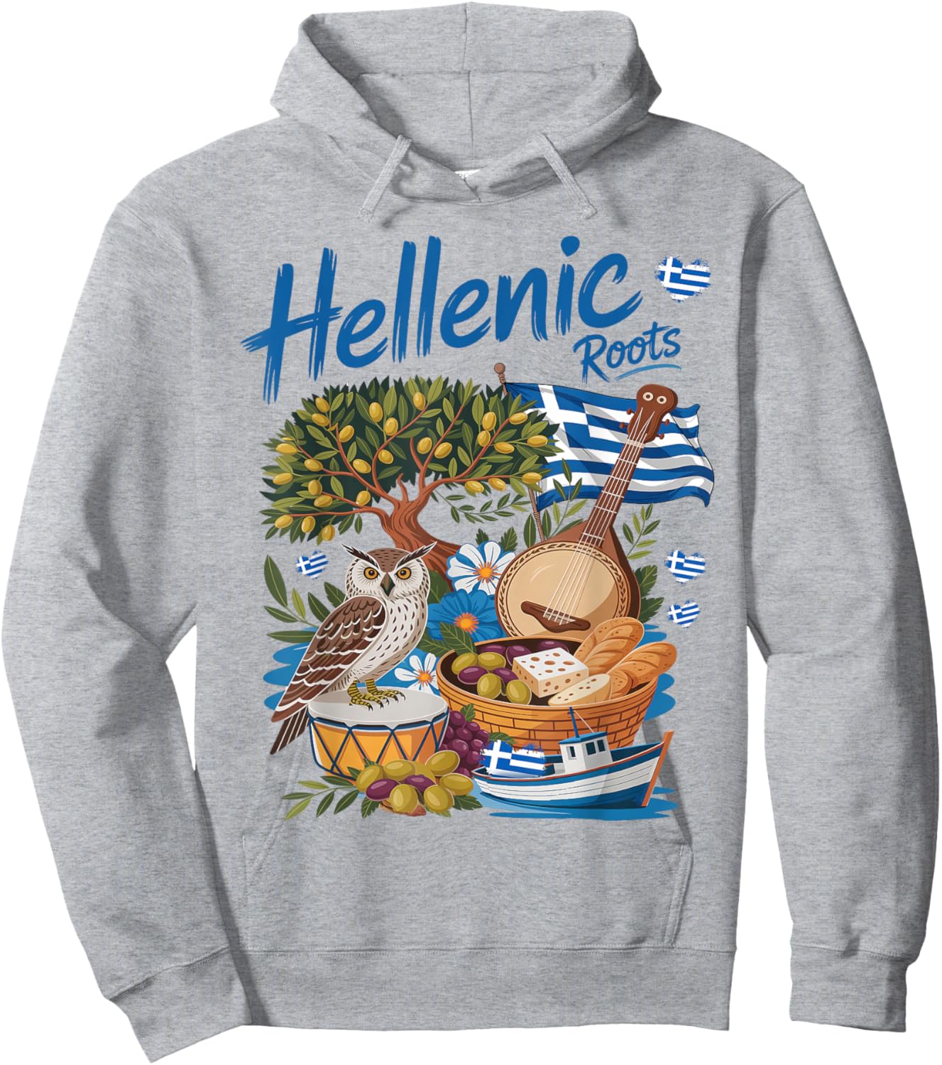 Greek Flag Outfit Idea for Kids with Hellenic Greece Roots Hoodie - Hoodie | Ash