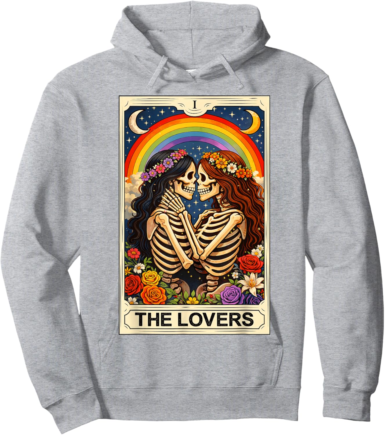 Lovers Tarot Card Lesbian Couple Matching LGBTQ Pride Hoodie - Hoodie | Ash