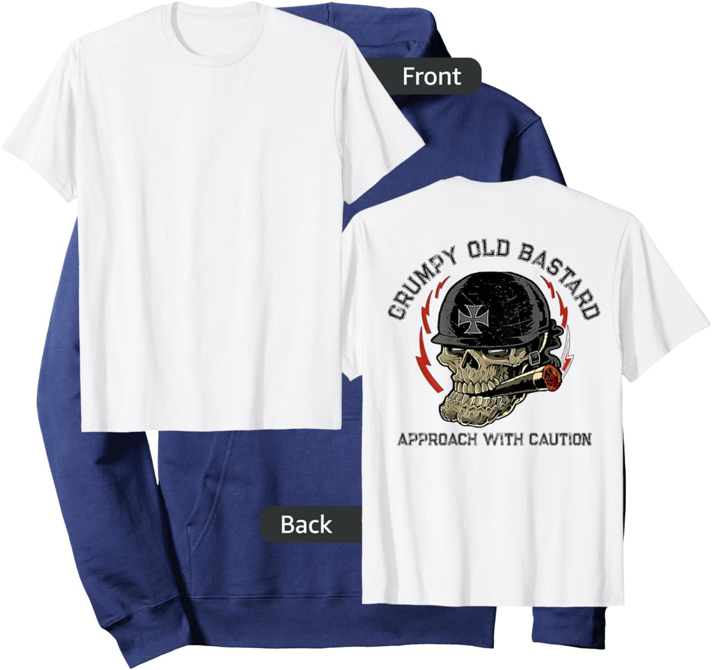 Grumpy Old Bastard Approach With Caution (on back) Hoodie - Hoodie | Navy