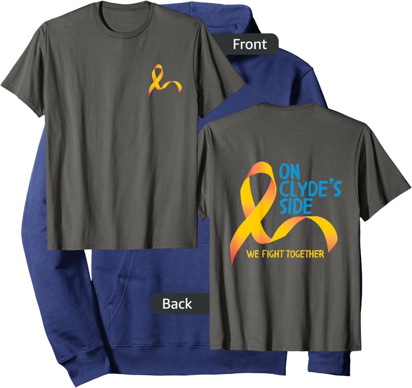 On Clyde's Side (original) | Two Sided Cancer Ribbon Hoodie - Hoodie | Navy
