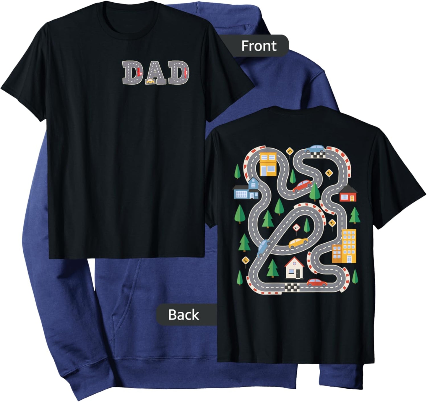 Cool Playmat Car Race Track On Back DAD Toddler (Two Side) Hoodie - Hoodie | Navy