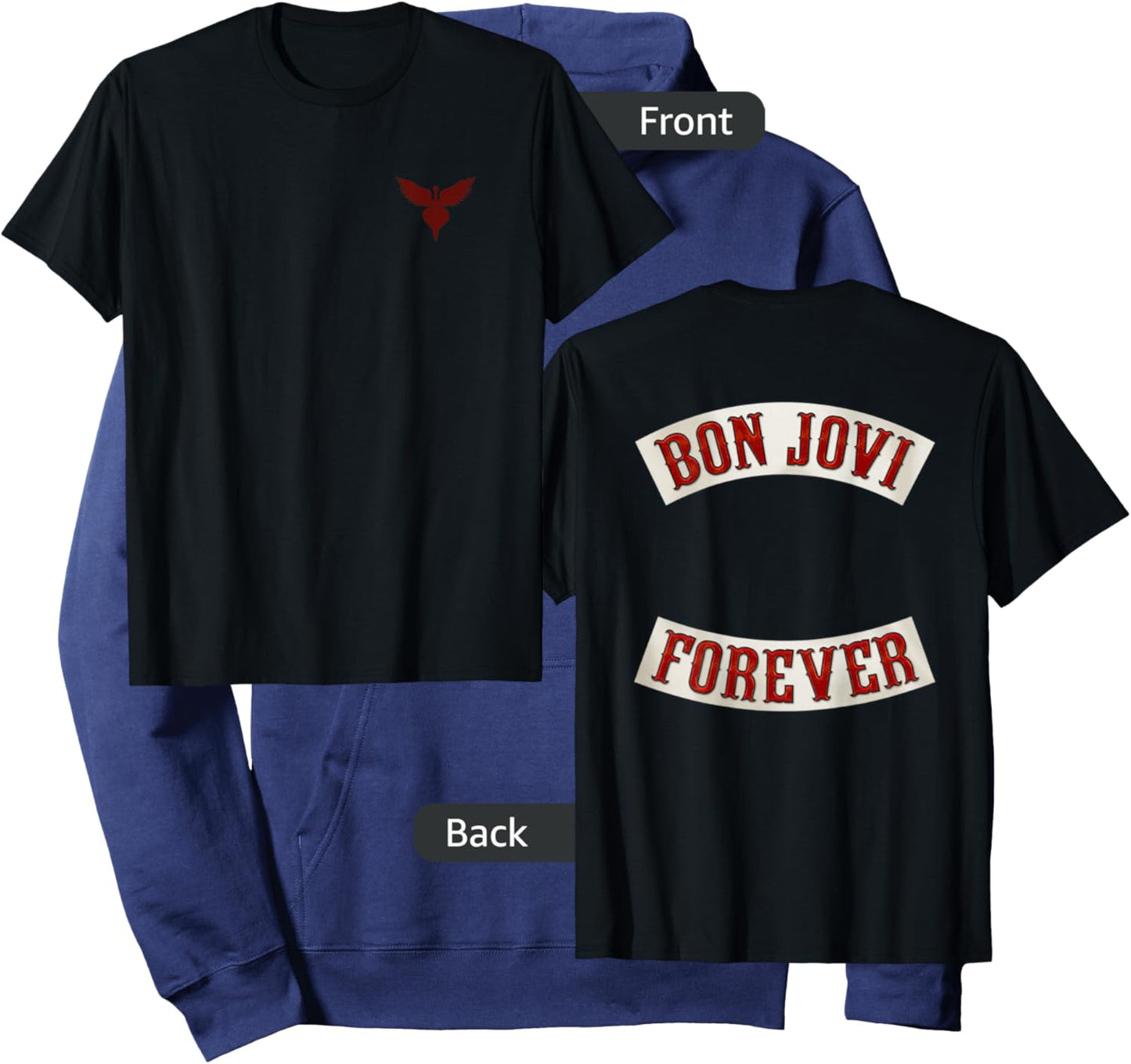 Official Bon Jovi Forever Back Print Hoodie - Hoodie | Navy