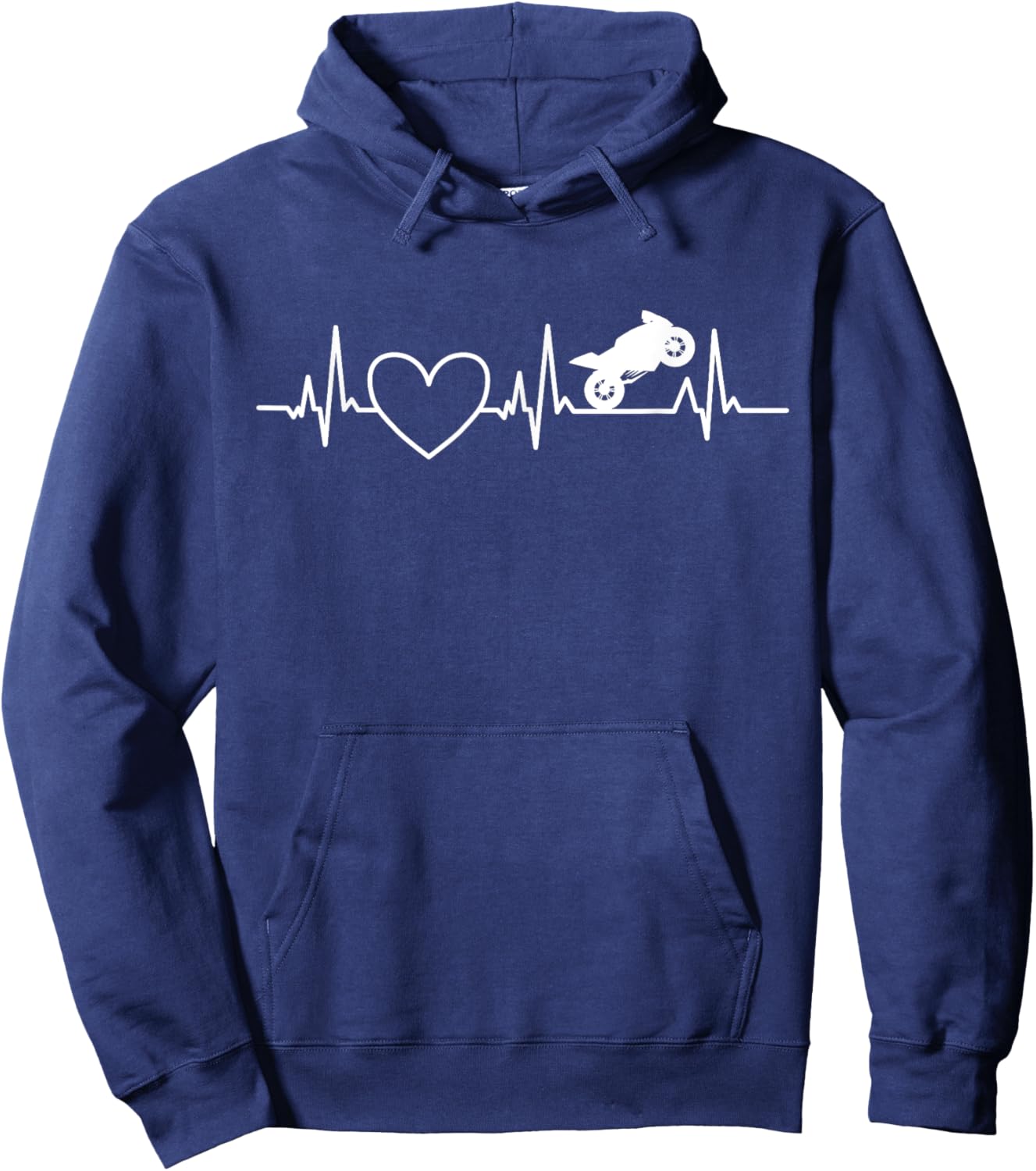 Motorcycle Heartbeat Design Women Funny Biker Riding Hoodie - Hoodie | Navy