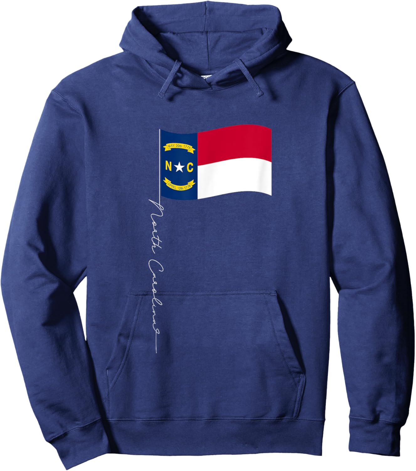 North Carolina Signature Flag Pole - North Carolinian Flag Hoodie - Hoodie | Navy