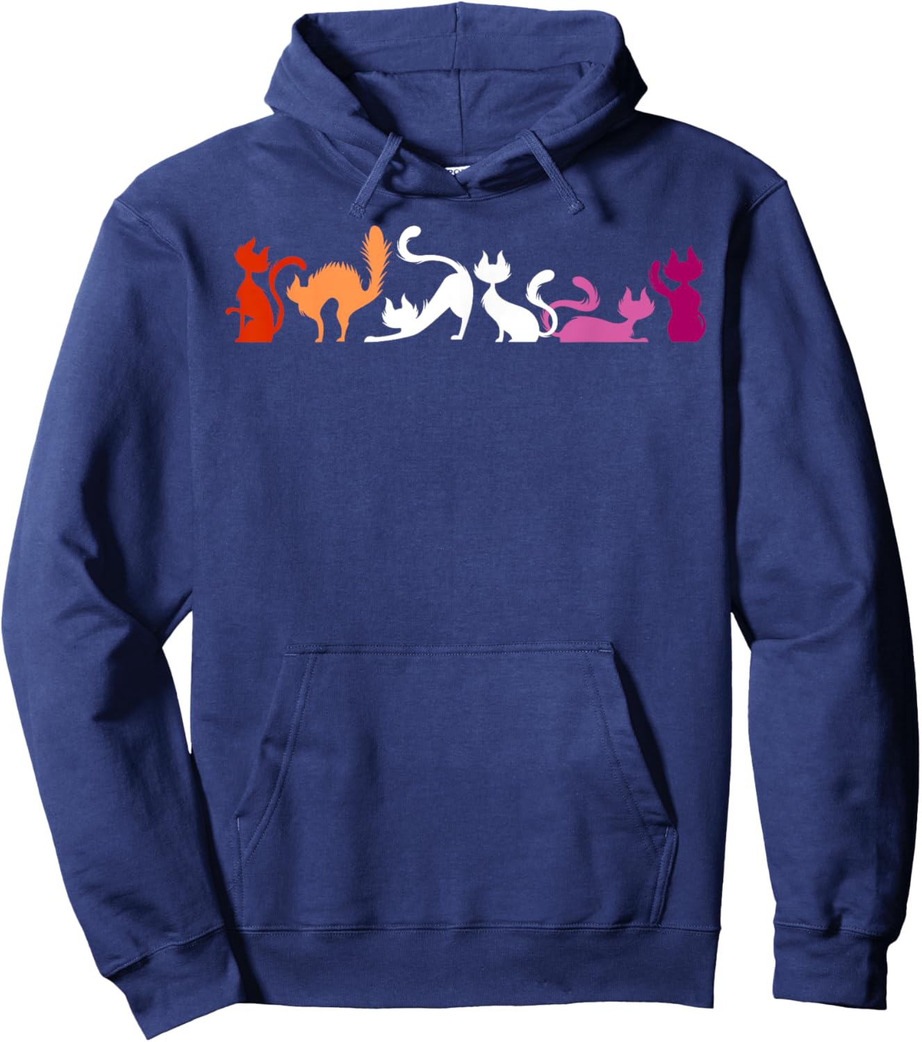 Playful Cats in Lesbian Pride Colors Stretch & Yoga Hoodie - Hoodie | Navy