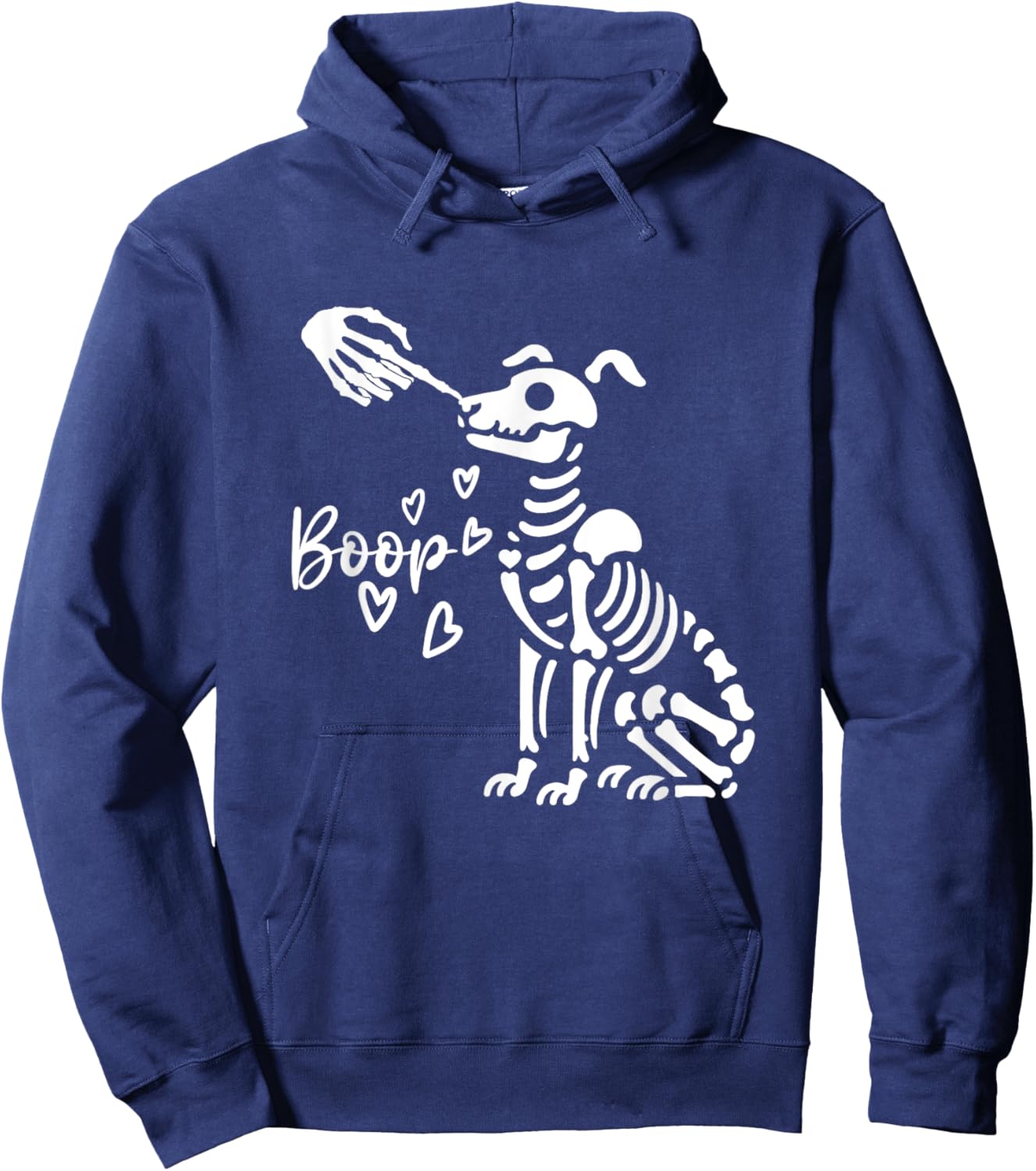 Retro Cute Skeleton Hand Boop Dog Funny Halloween Hoodie - Hoodie | Navy