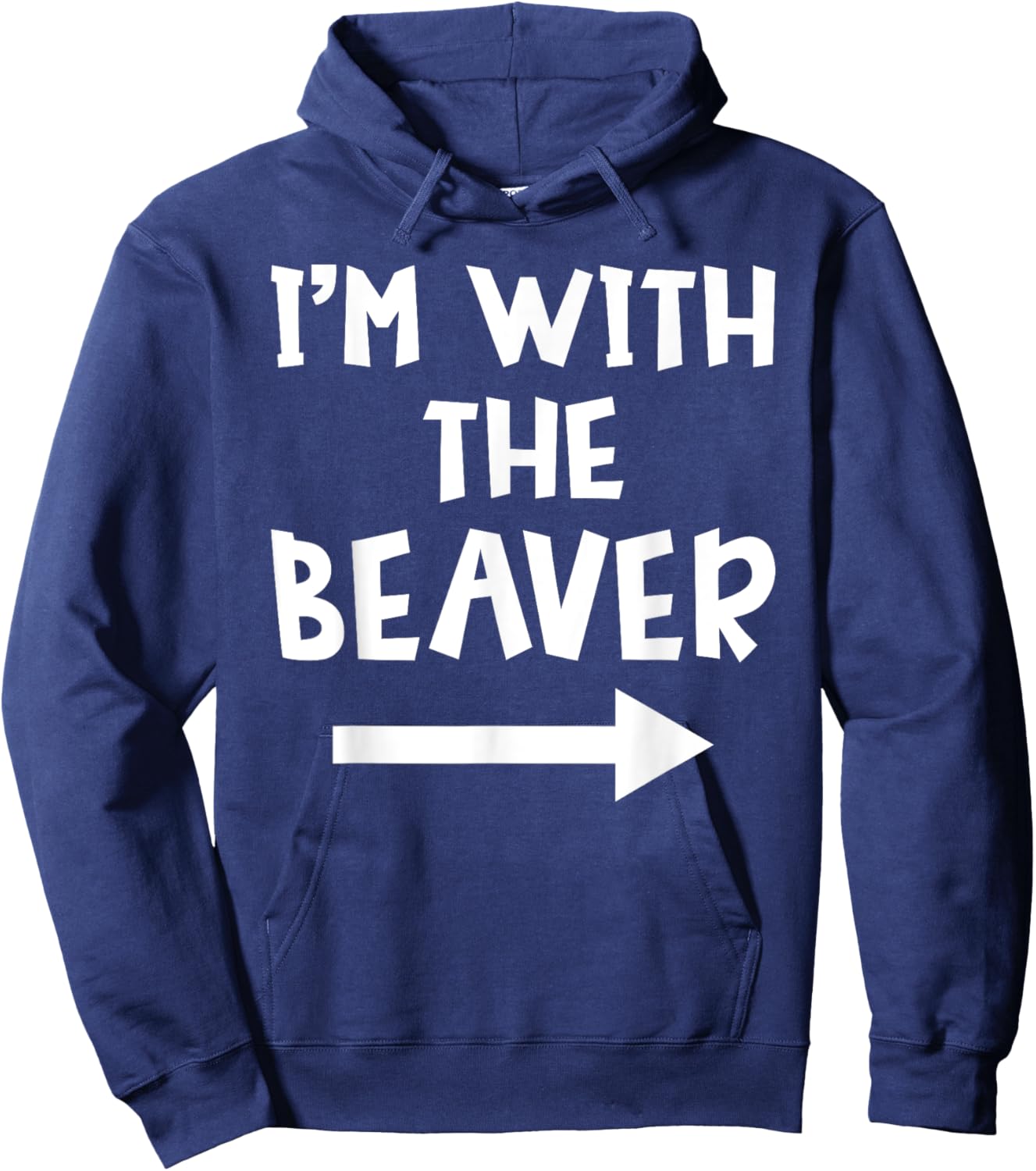 I'm With The Beaver Funny Matching Couple Halloween Costume Hoodie - Hoodie | Navy