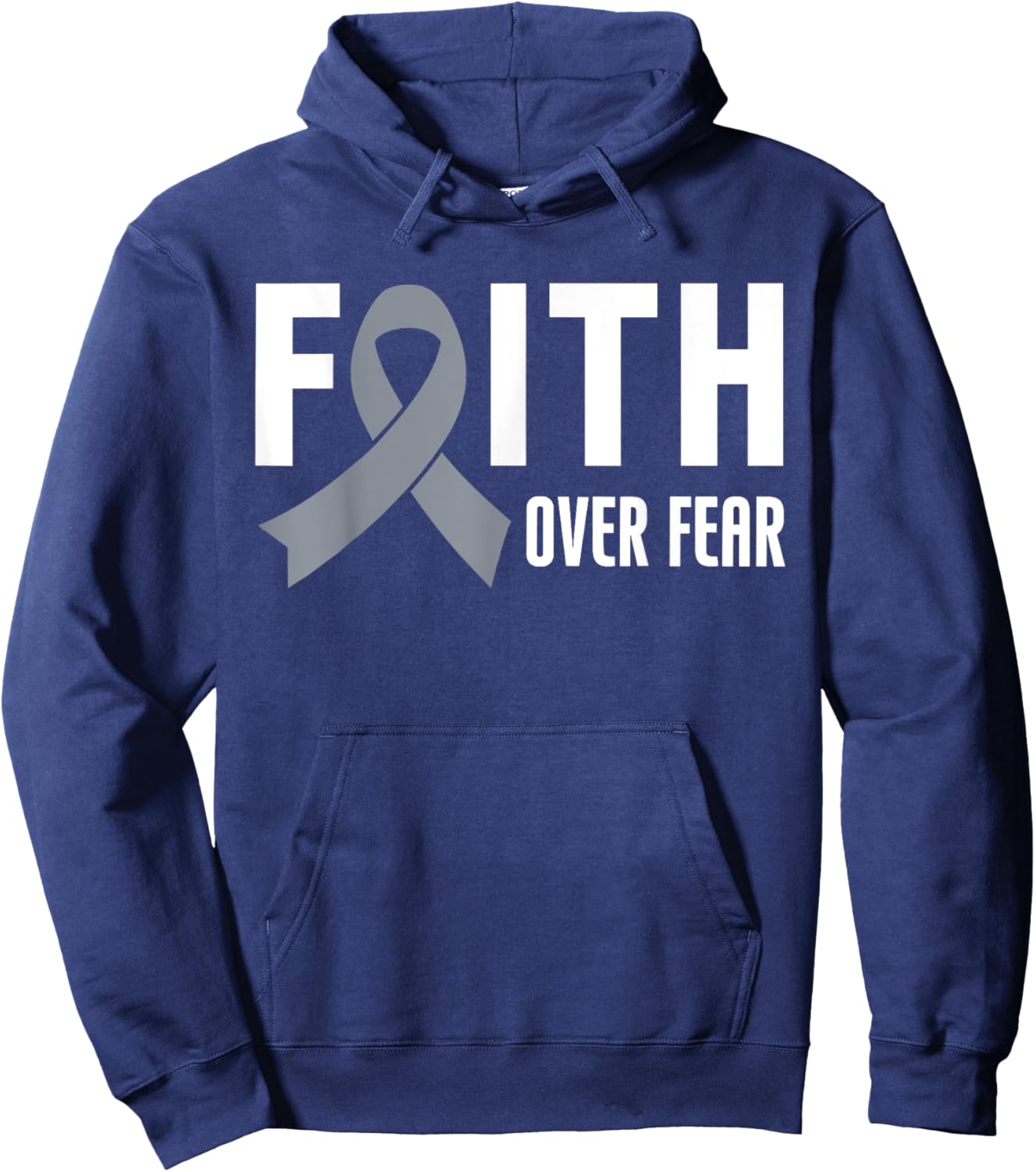 Faith Over Fear Brain Cancer Awareness Month Brain Tumor Men Hoodie - Hoodie | Navy
