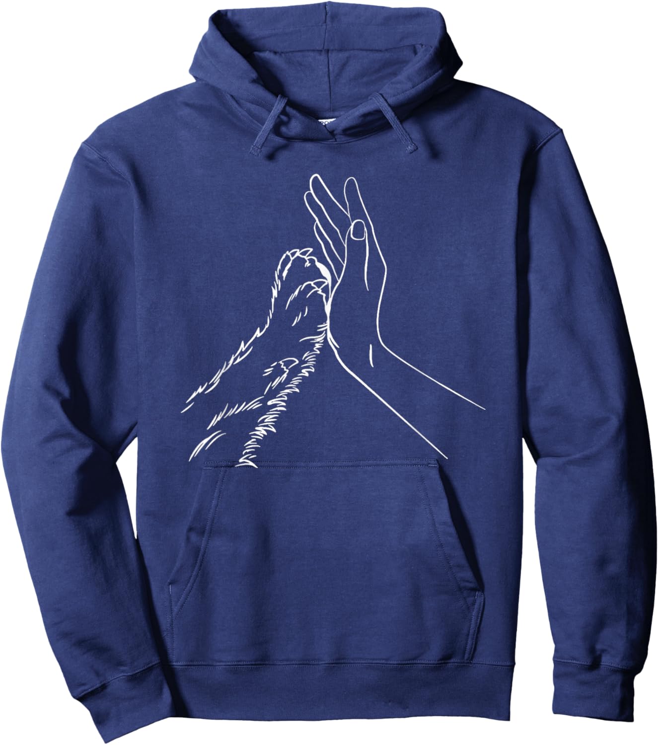 human hand and paw - -Adults, Black, Small, Short Sleeve, Animal Print Hoodie - Hoodie | Navy