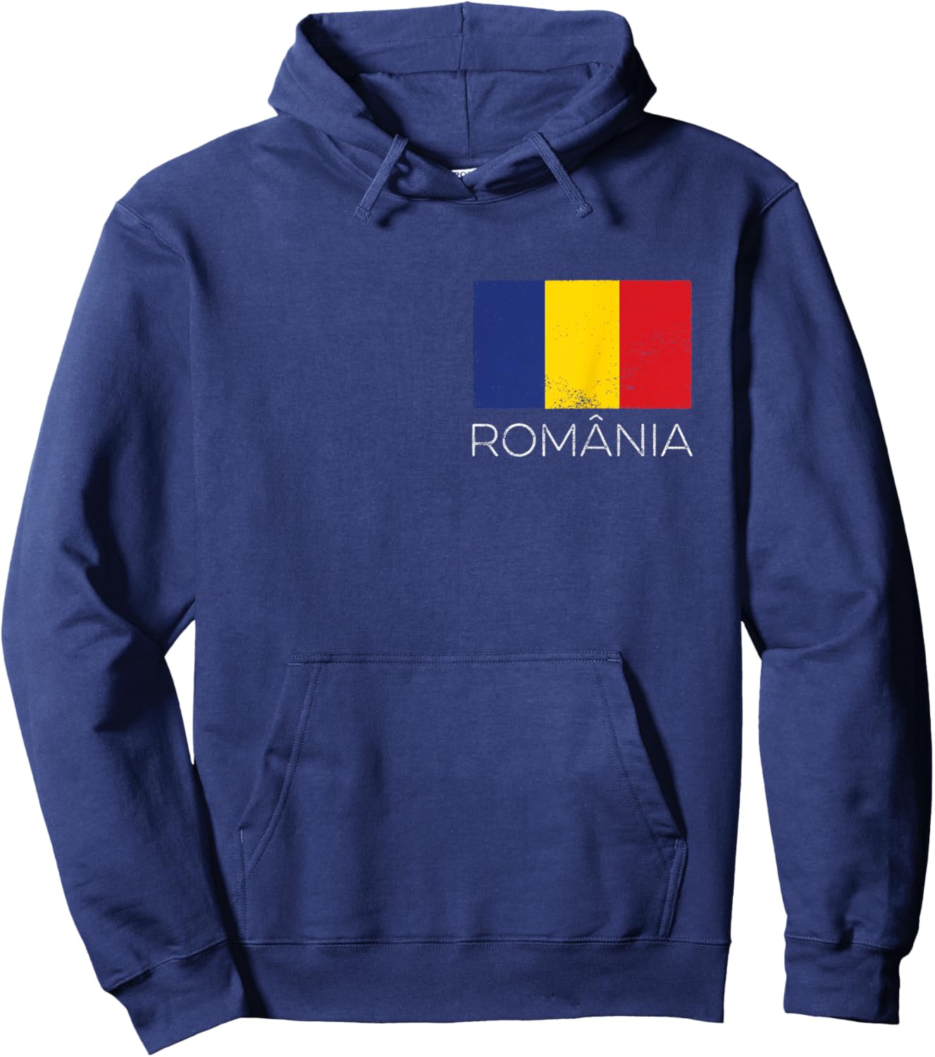 Romania România Romanian Flag Vintage Romania Mini Flag Hoodie - Hoodie | Navy
