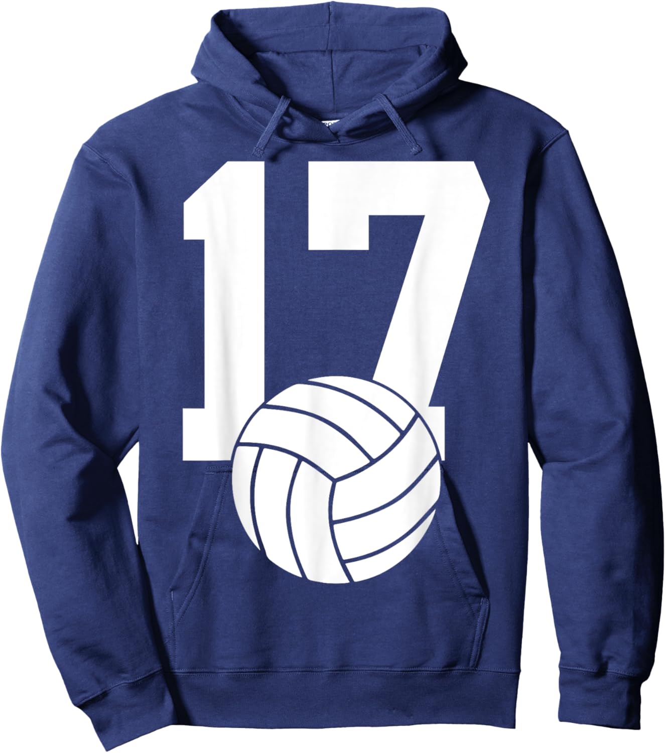 Number 17 Volleyball 17th Birthday Hoodie - Hoodie | Navy