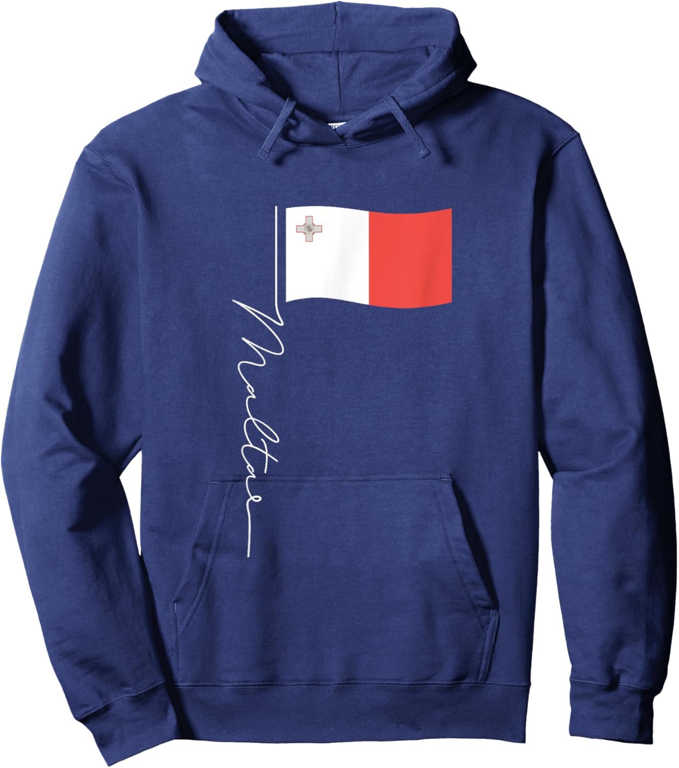 Malta Signature Flag Pole - Elegant Patriotic Maltese Flag Hoodie - Hoodie | Navy