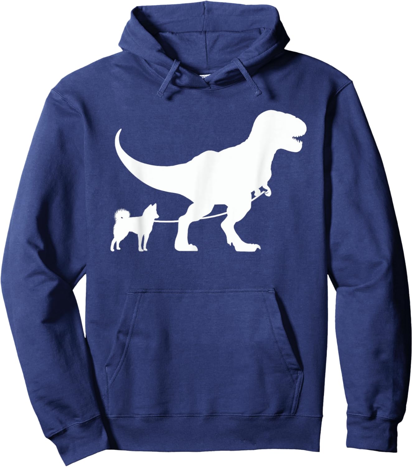 T-Rex Walking a Dog Funny Alaskan Klee Kai Dad Dog Lovers Men Women Kids Hoodie - Hoodie | Navy