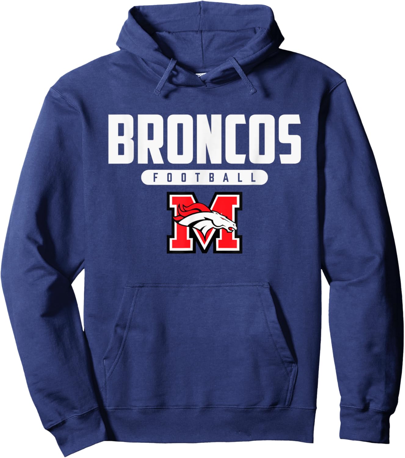 Mustang Broncos Logo Football HS Hoodie - Hoodie | Navy