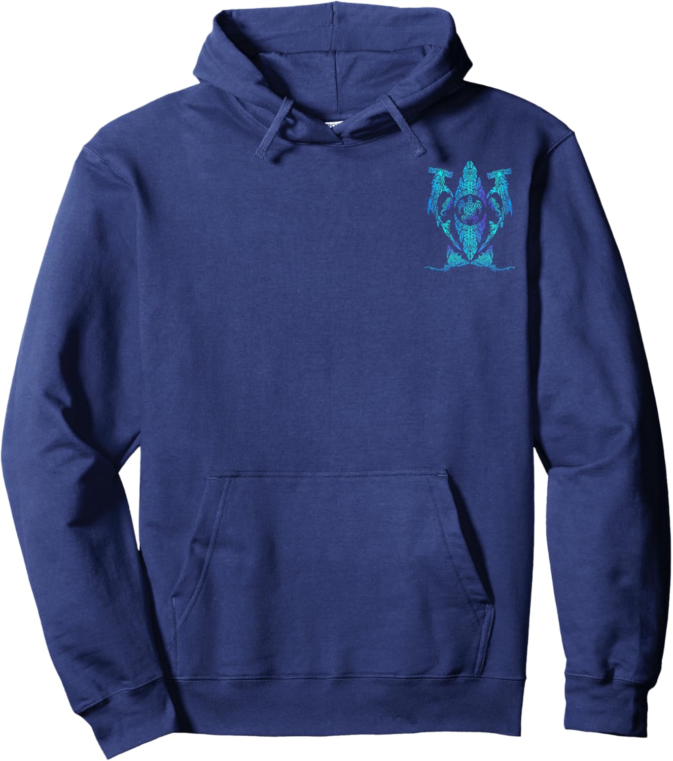 Tribal Hawaiian Maori Sun Sea-turtle Shark Sea horse and Ray Hoodie - Hoodie | Navy