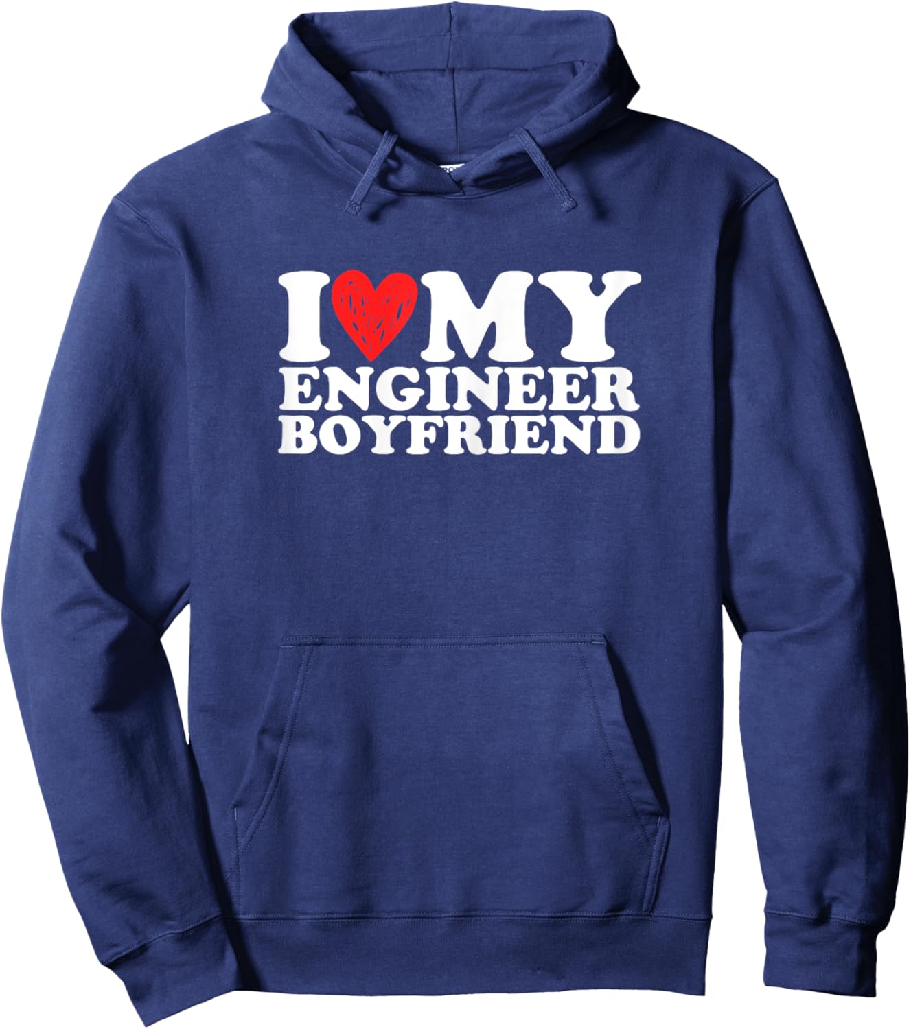 I Love My Engineer Boyfriend Bf Valentines Day Women Girls Hoodie - Hoodie | Navy
