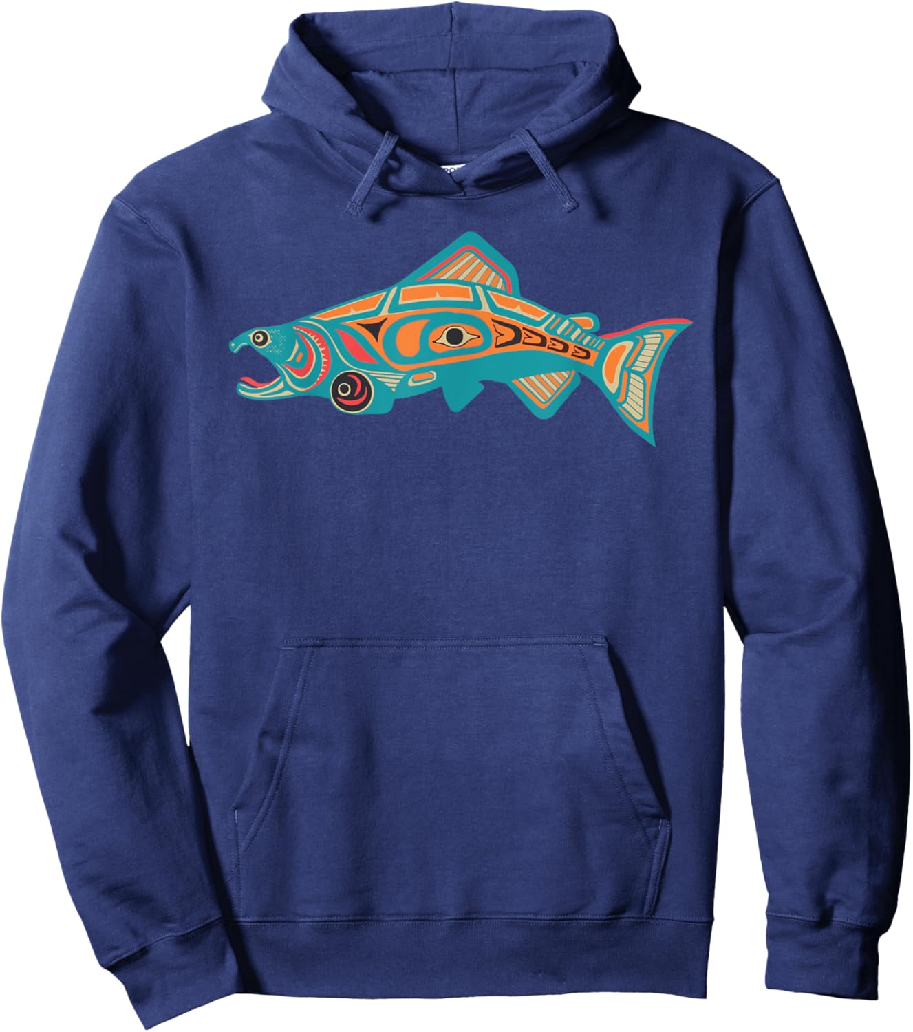 Native American Salmon Tlingit Indian Fisherman Fish Men Hoodie - Hoodie | Navy