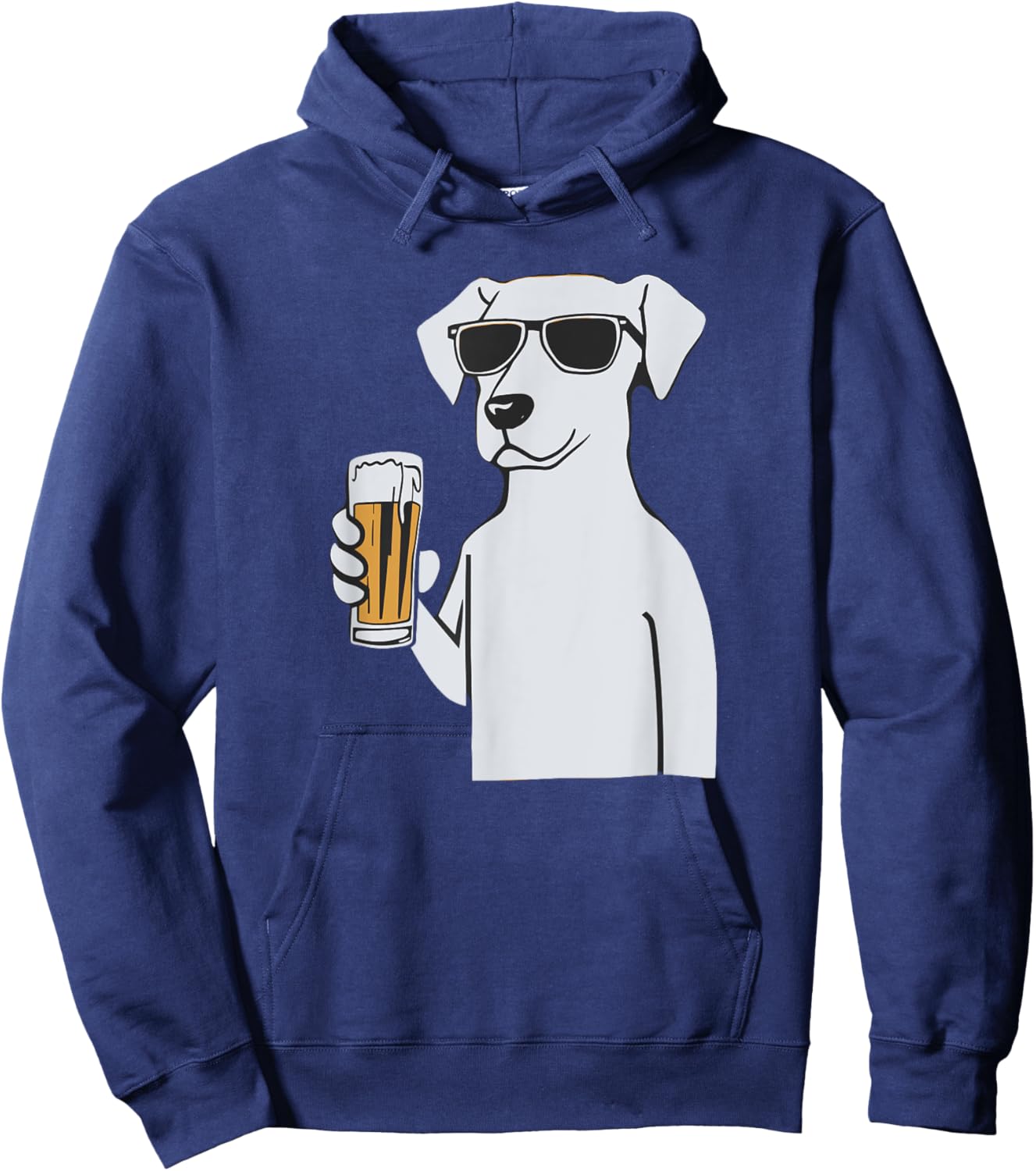 Cool Dog Sunglasses Drinking Beer Dogs Men Women Hoodie - Hoodie | Navy